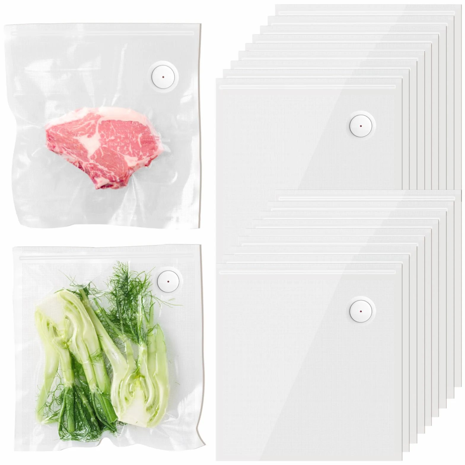Kssvzz 20 Pezzi Sacchetti Sottovuoto 26 * 28 cm, Sacchetti Sottovuoto per Alimenti, Senza BPA