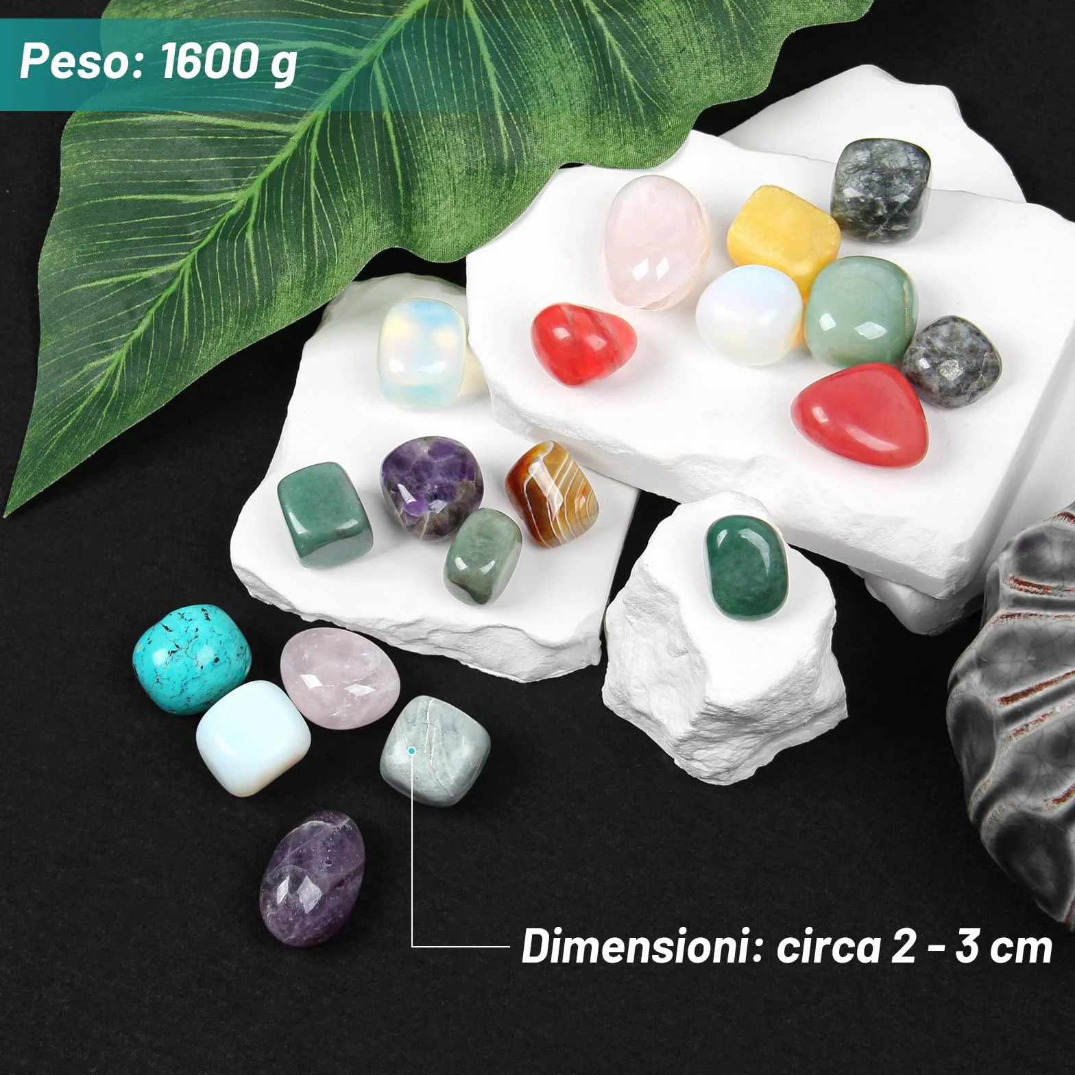Pietre burattate miste colori caldi 1600g 2-3cm kryształy naturalne Reiki Wicca