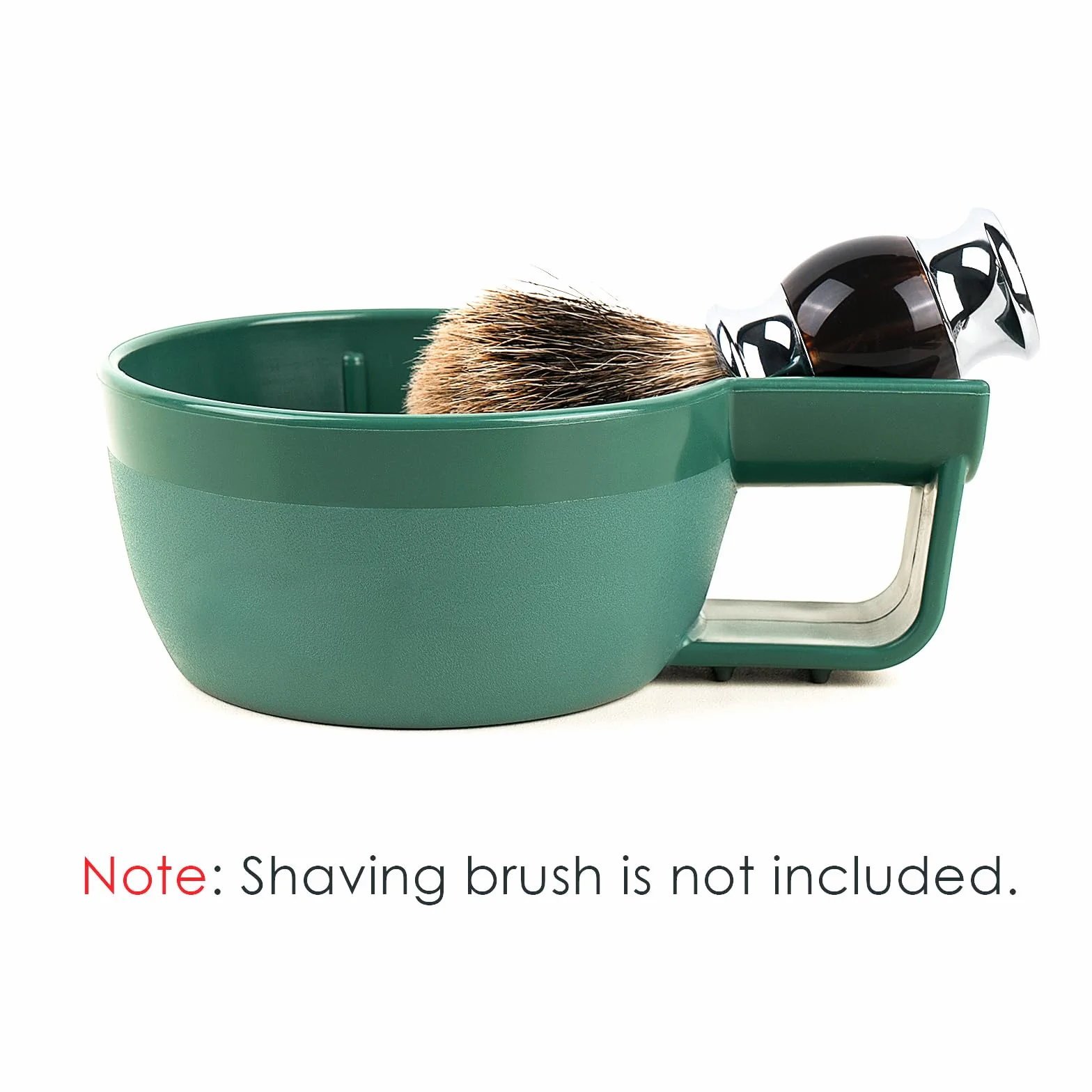 Linkidea Ciotola per sapone da barba in plastica con manico antiscivolo, bocca larga, grande capacità, creste più facili da schiumare, ciotola per crema da barba da uomo (verde)