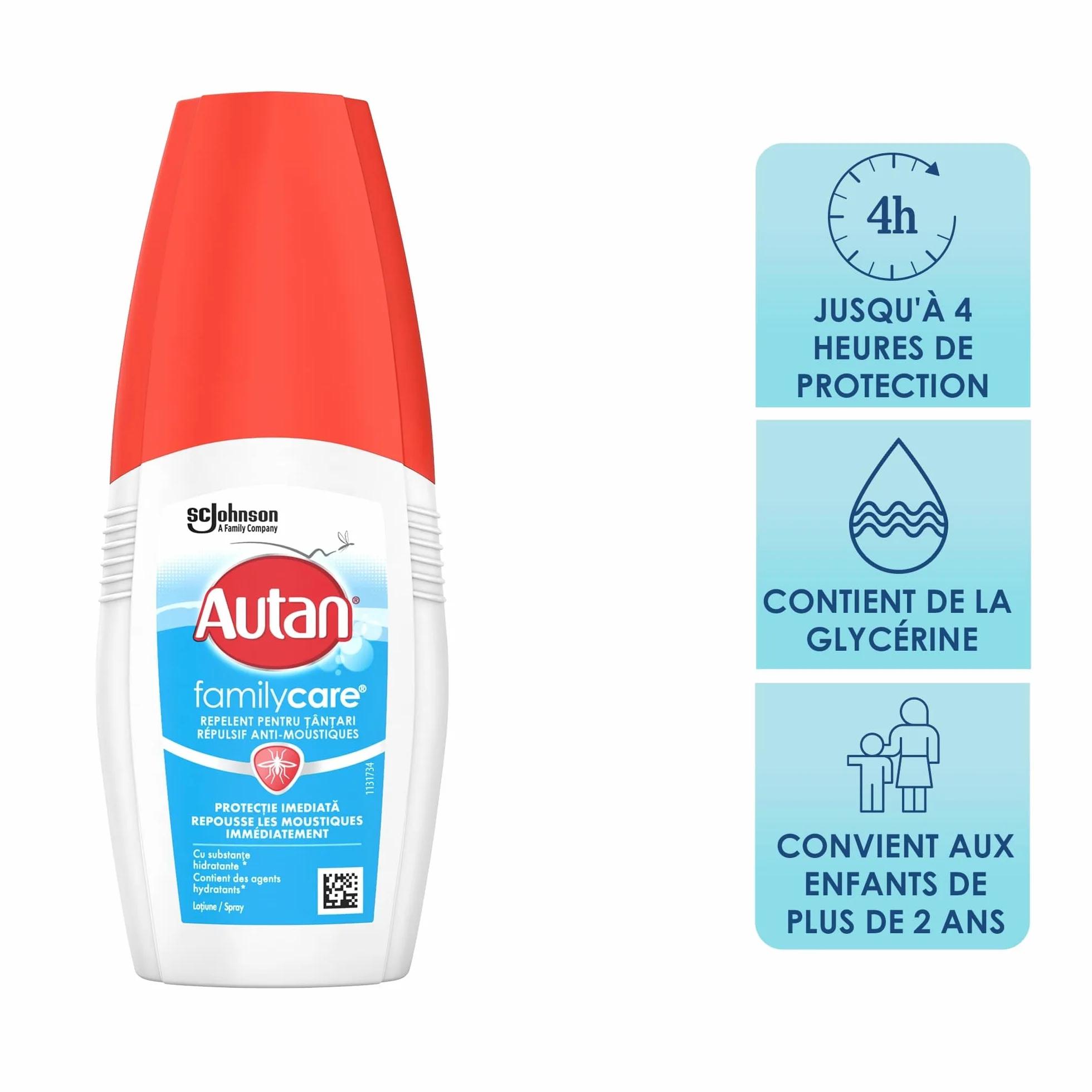 Autan Family Care Spray anti-zanzare 100 ml protezione immediata 4 ore
