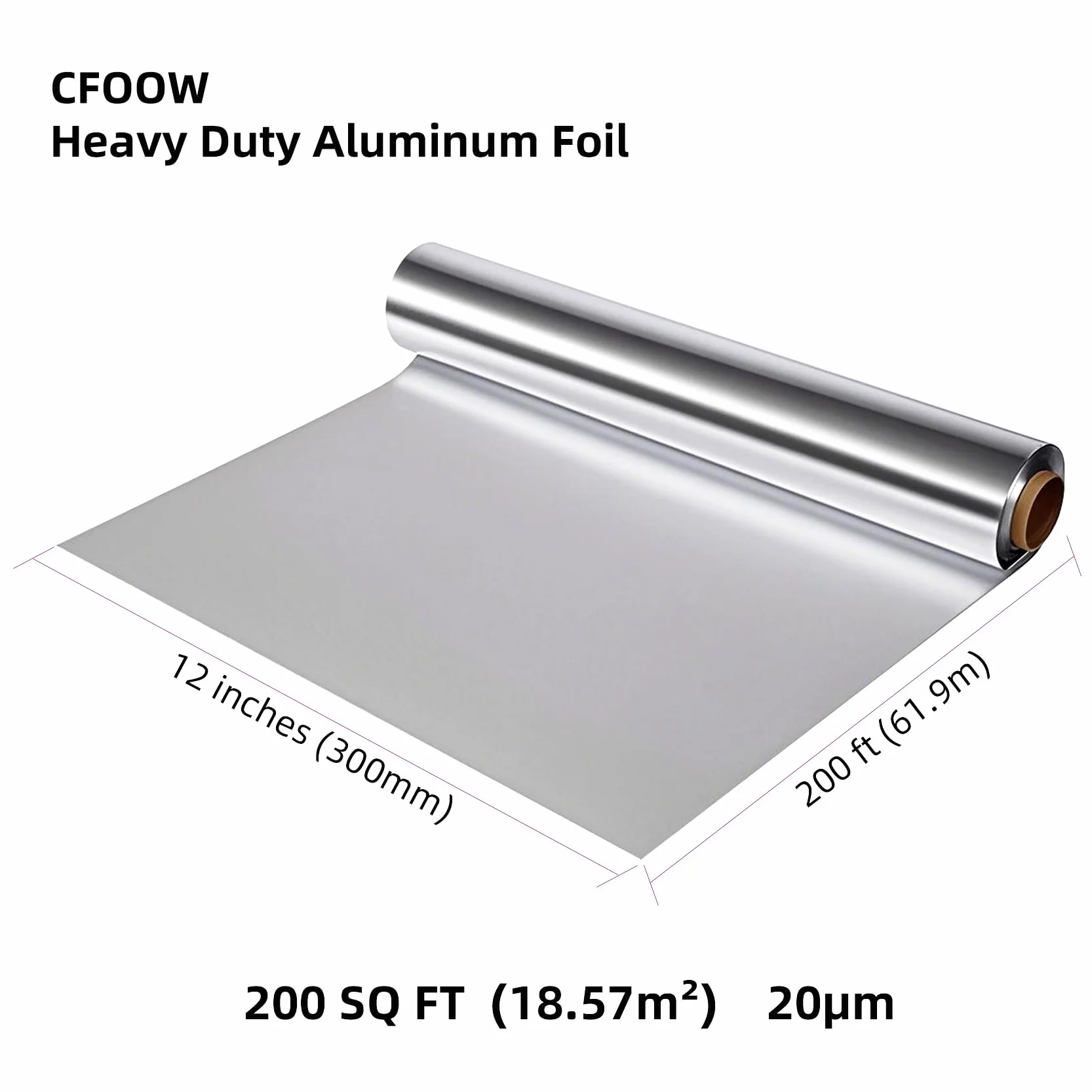 Carta Alluminio Extra Resistente – Spessore 20 Micron – 30 cm x 60 m – Per Airfryer, Forno & Barbecue – Con Taglierino Integrato – Qualità Professionale