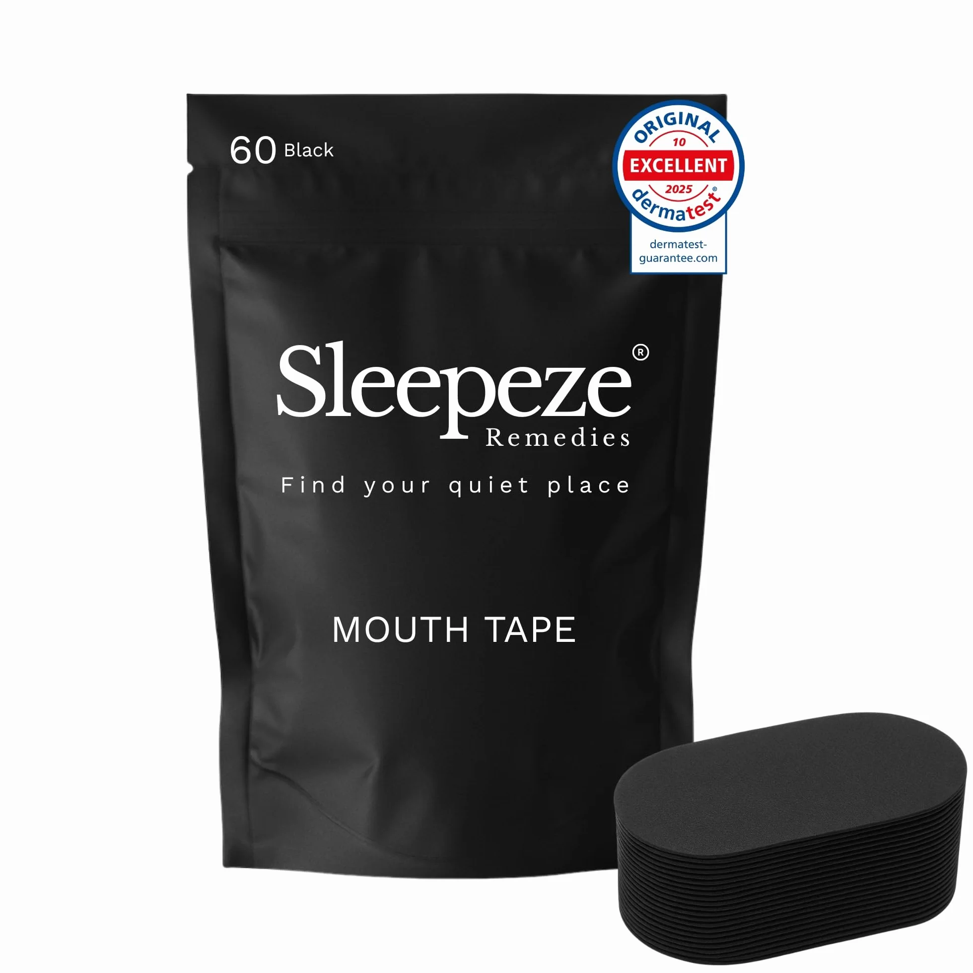 Mouth Tape for Sleeping, Confezione da 60 Nero, Antirussamento Uomo Donna, Cerotti Bocca per Dormire