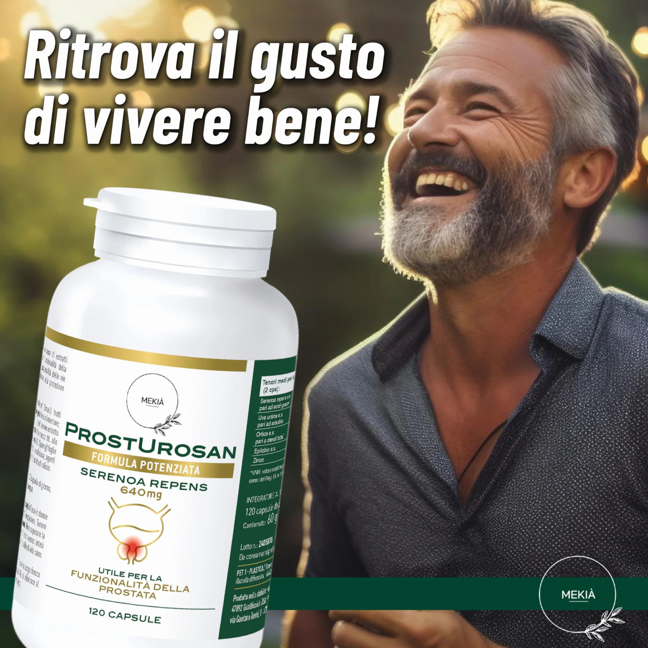 SERENOA REPENS 640 mg Alta titolazione 120 capsule integratore Vie Urinarie Prostata Uomo Saw Palmetto Uva Ursina Zinco Ortica Semi di Zucca Epilobio Pygeum