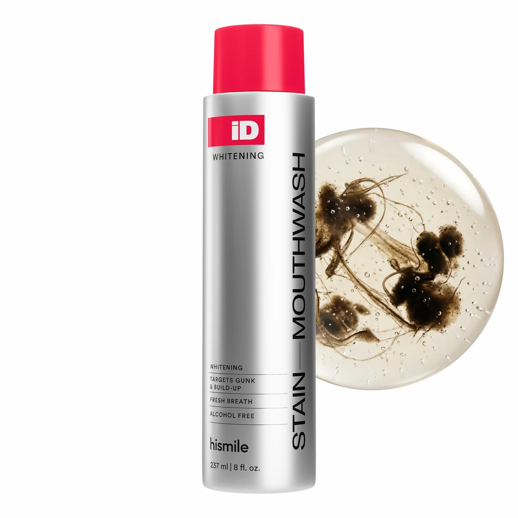 Hismile iD Stain Collutorio Sbiancante Senza Alcol con Perossido di Idrogeno e Oli Essenziali 237ml