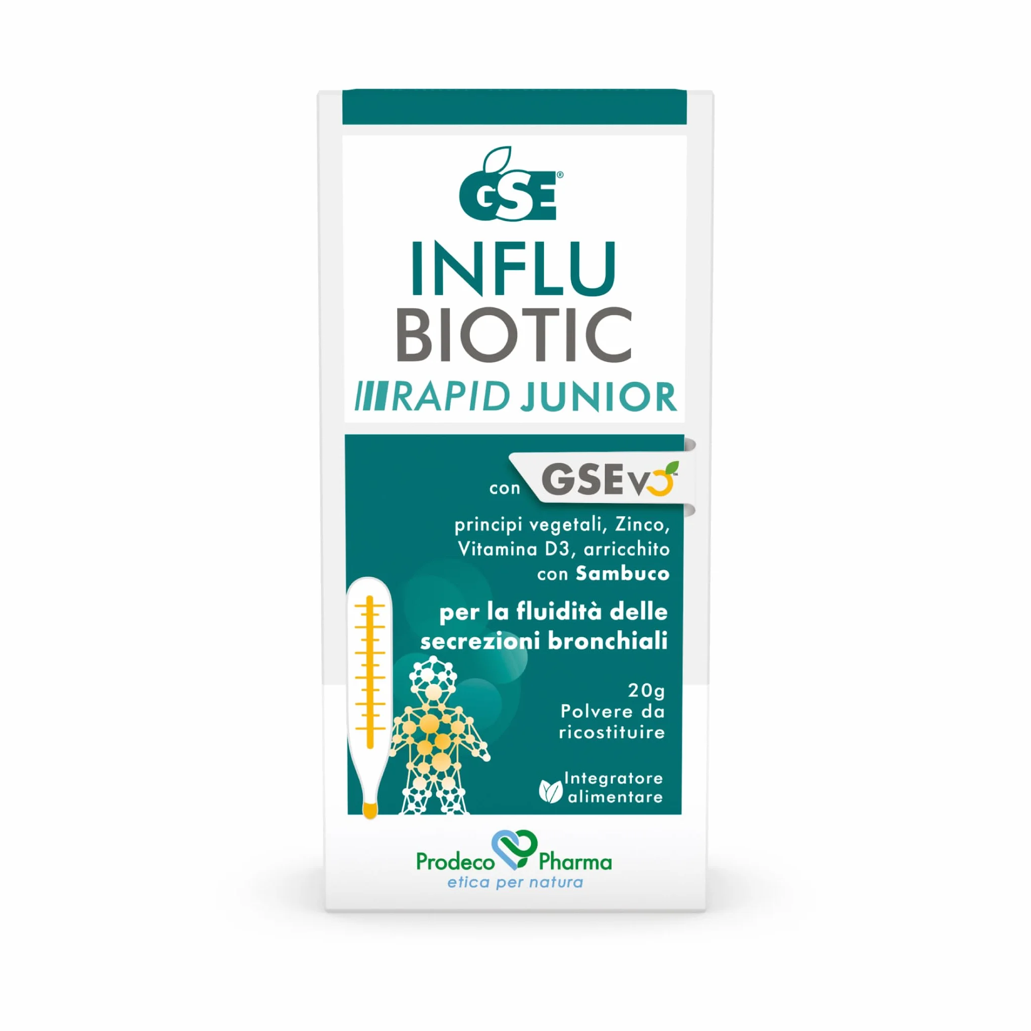 Prodeco Pharma GSE Influbiotic Rapid Junior 20 g Polvere da Ricostruire Integratore Alimentare Senza Glutine