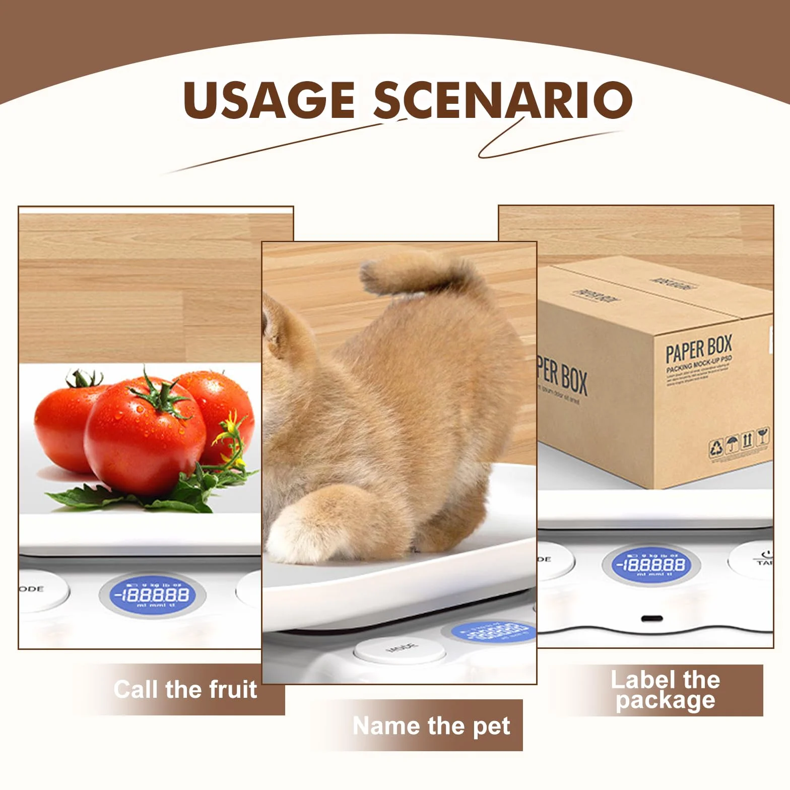 Bilancia digitale per animali domestici 15 kg ±1 gram con display LCD e vassoio rimovibile