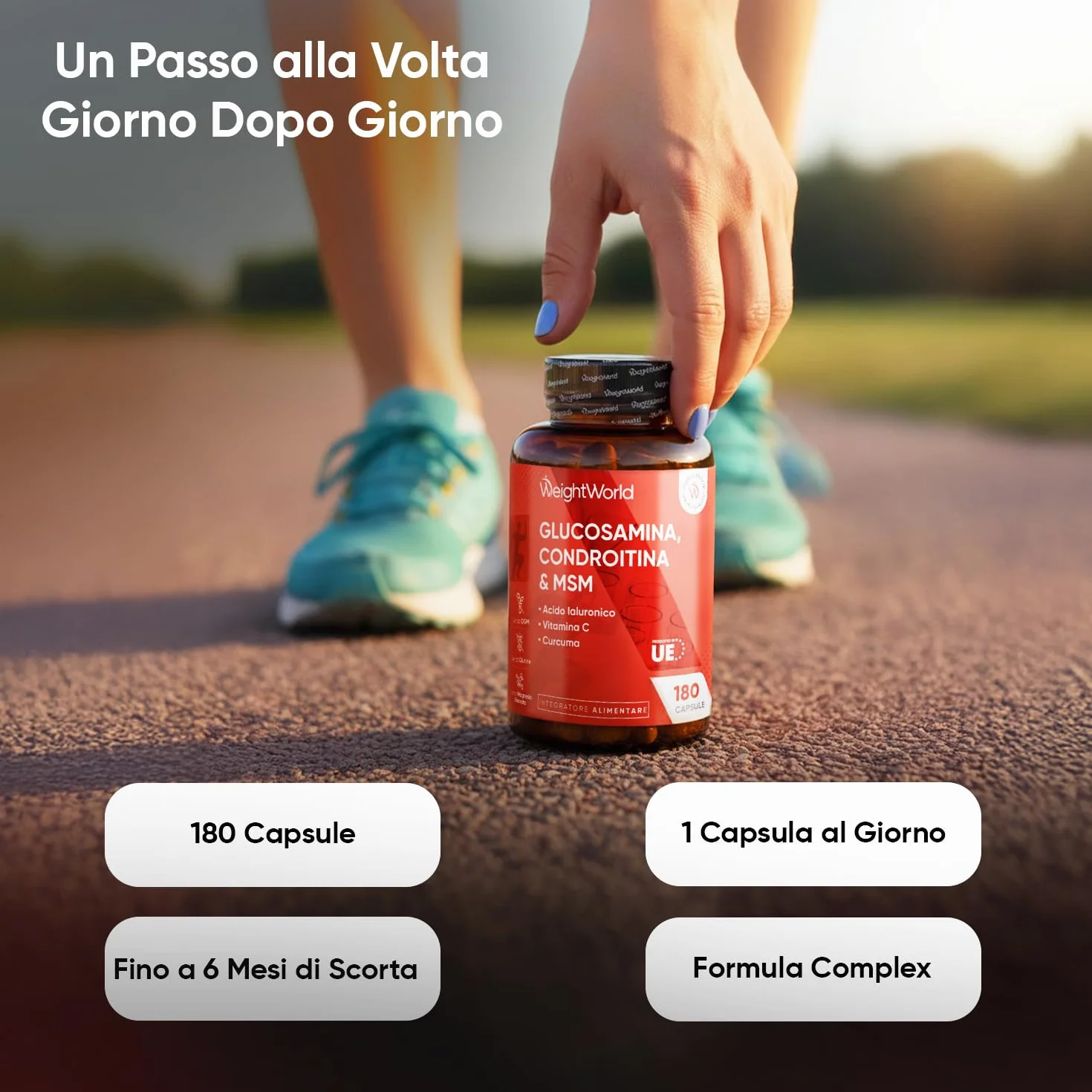 Glucosamina Condroitina MSM, Acido Ialuronico, Vit C e Curcuma, 6 Mesi, Glucosamina Complex, La Vitamina C Contribuisce alla Normale Formazione del Collagene per la Normale Funzione delle Ossa (EFSA)