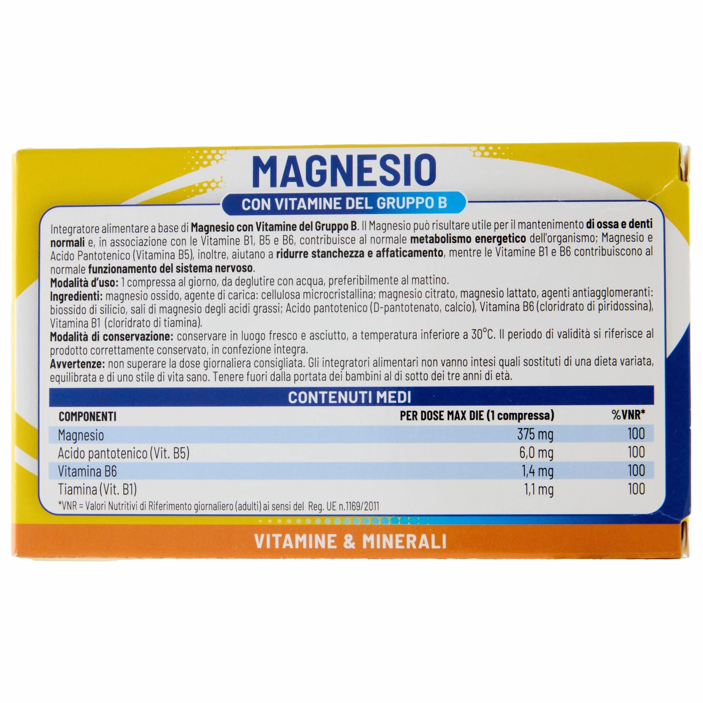 equilibra Integratori Alimentari, Magnesio con Vitamine del Gruppo B, Integratore Magnesio e Vitamine B1, B5 e B6, Per il Normale Metabolismo Energetico, Senza Glutine, 30 Compresse