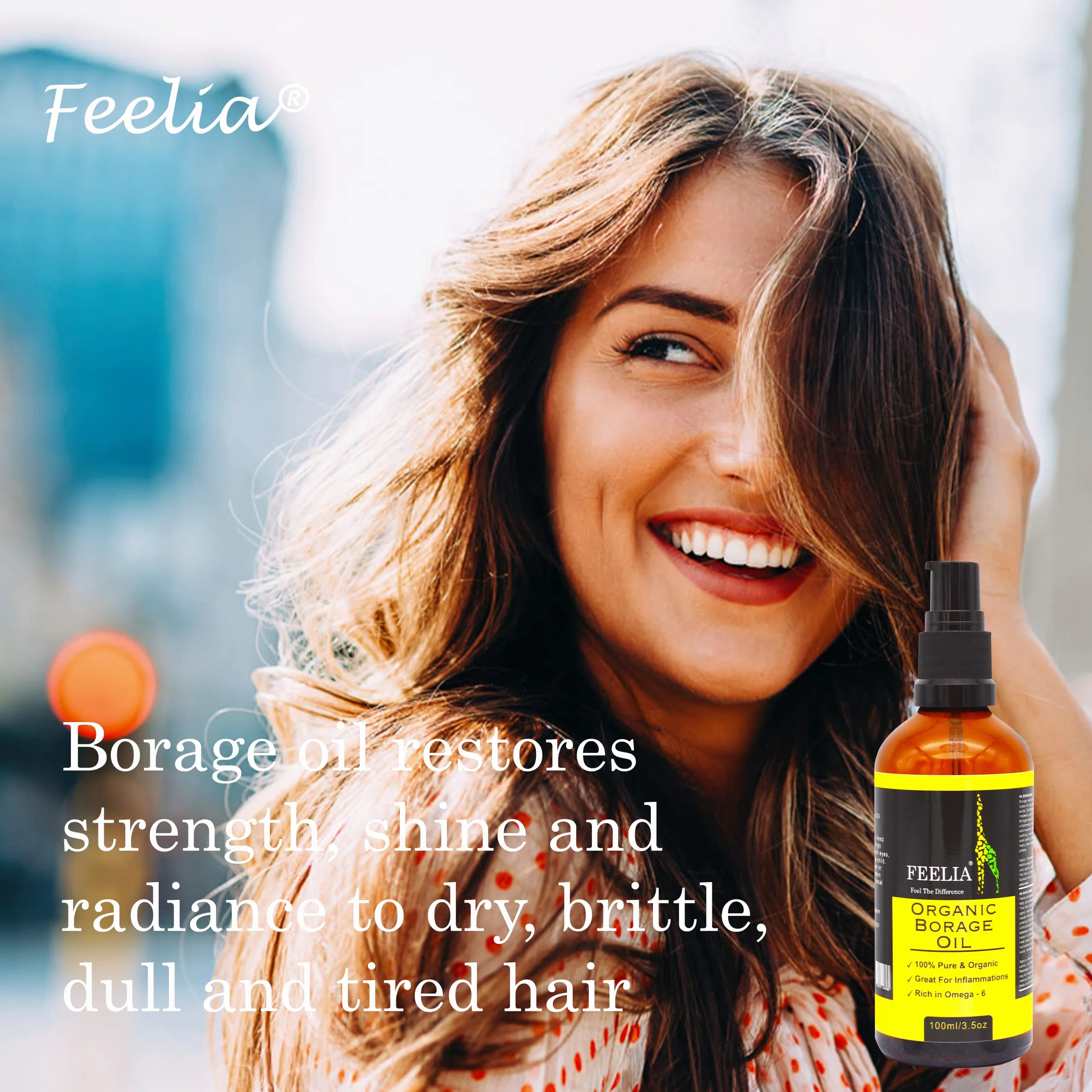Feelia Olio di borragine organico spremuto a freddo ricco di Omega 6 100% puro