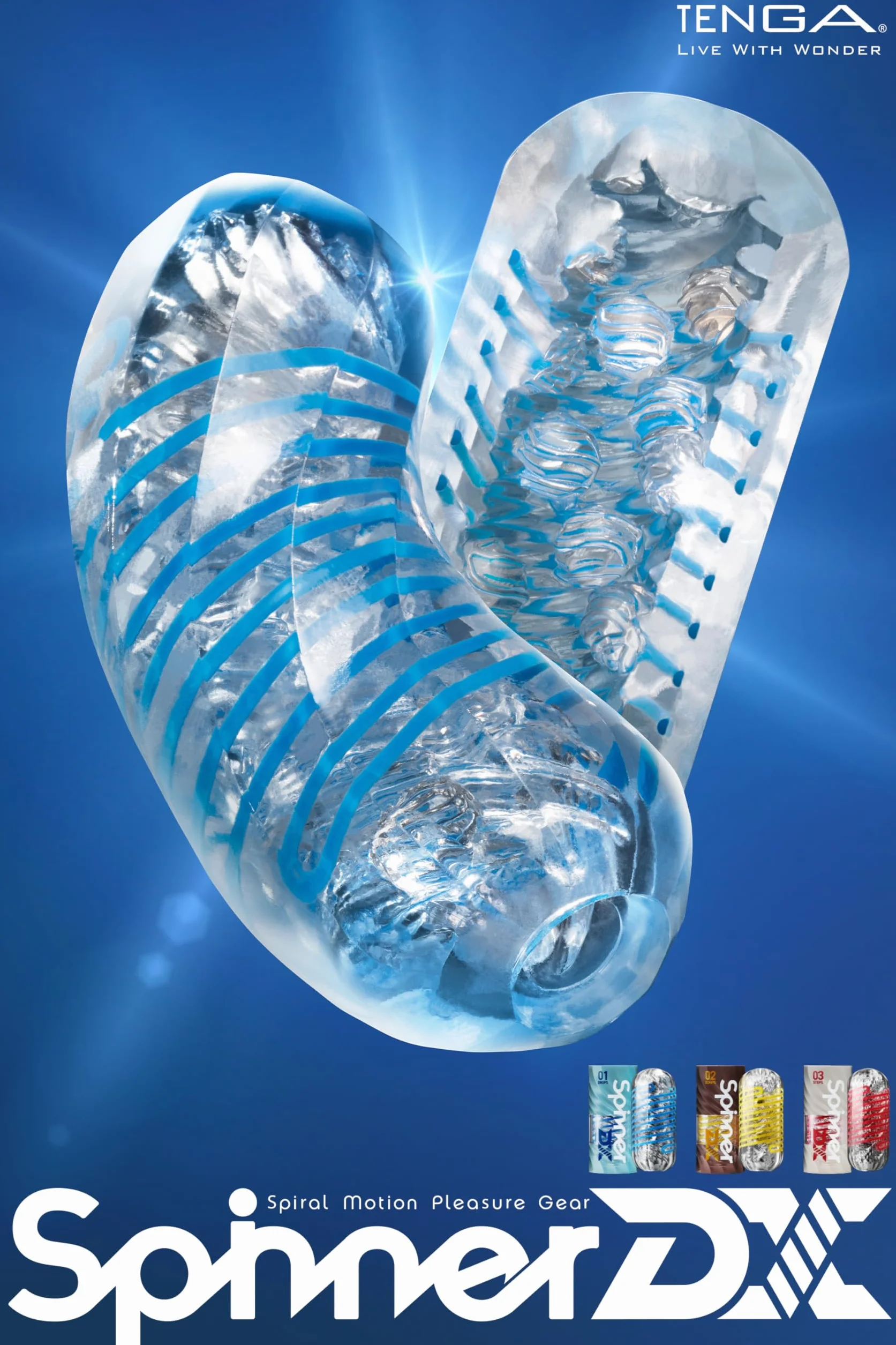 TENGA SPINNER DX 03 Steps - Sex toy riutilizzabile per uomo con sensazioni estreme e materiale elastico, incluso un campione di lozione – masturbatore per uomo discreto e portatile