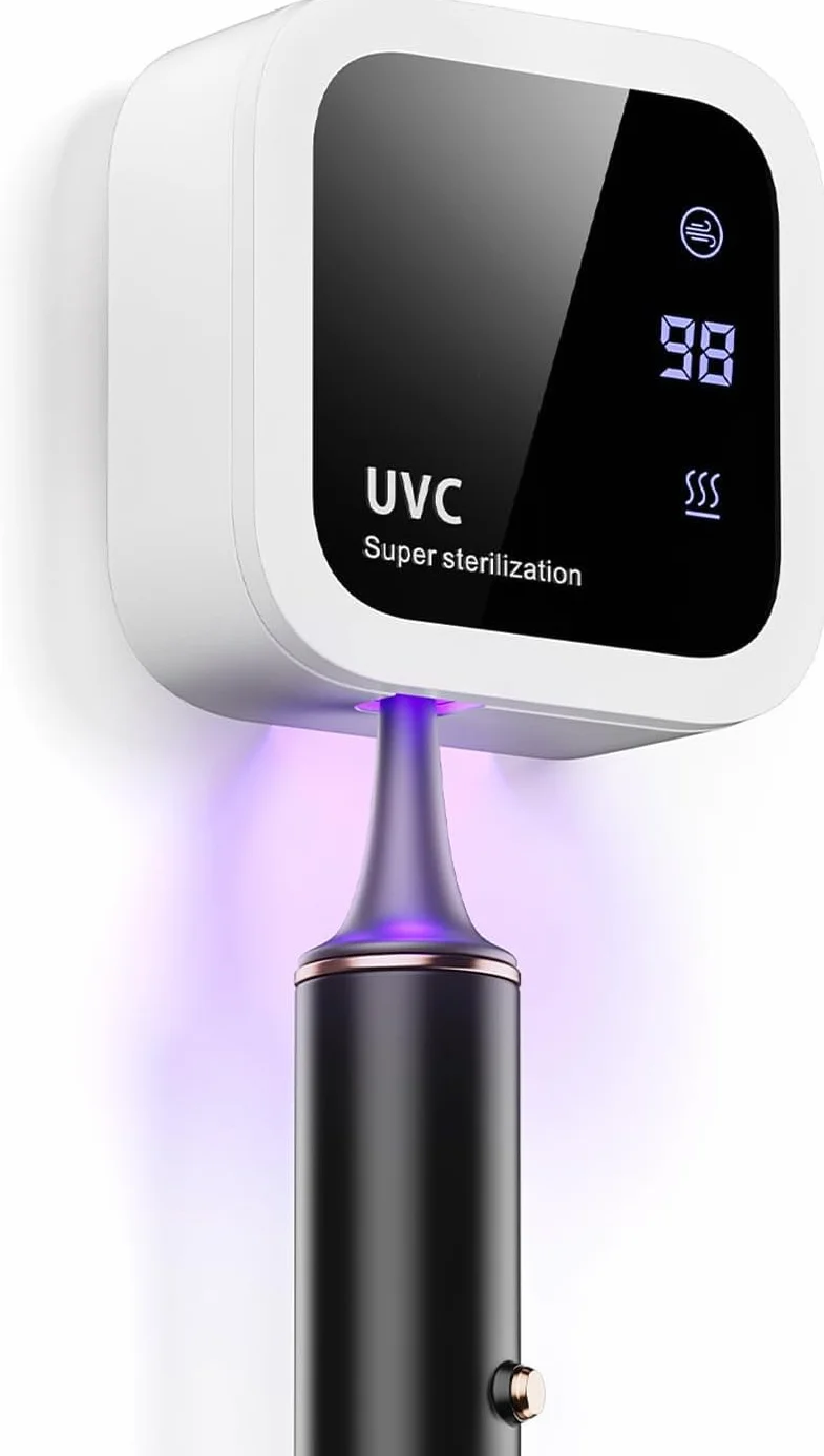 Sterilizzatore per Spazzolini da Denti Doppia UV-C e UV-A, Supporto per Spazzolini da Denti a Parete con Funzione di Asciugatura ad Aria, Ideale per Bagno, Uso Personale e Viaggio (Bianco1)