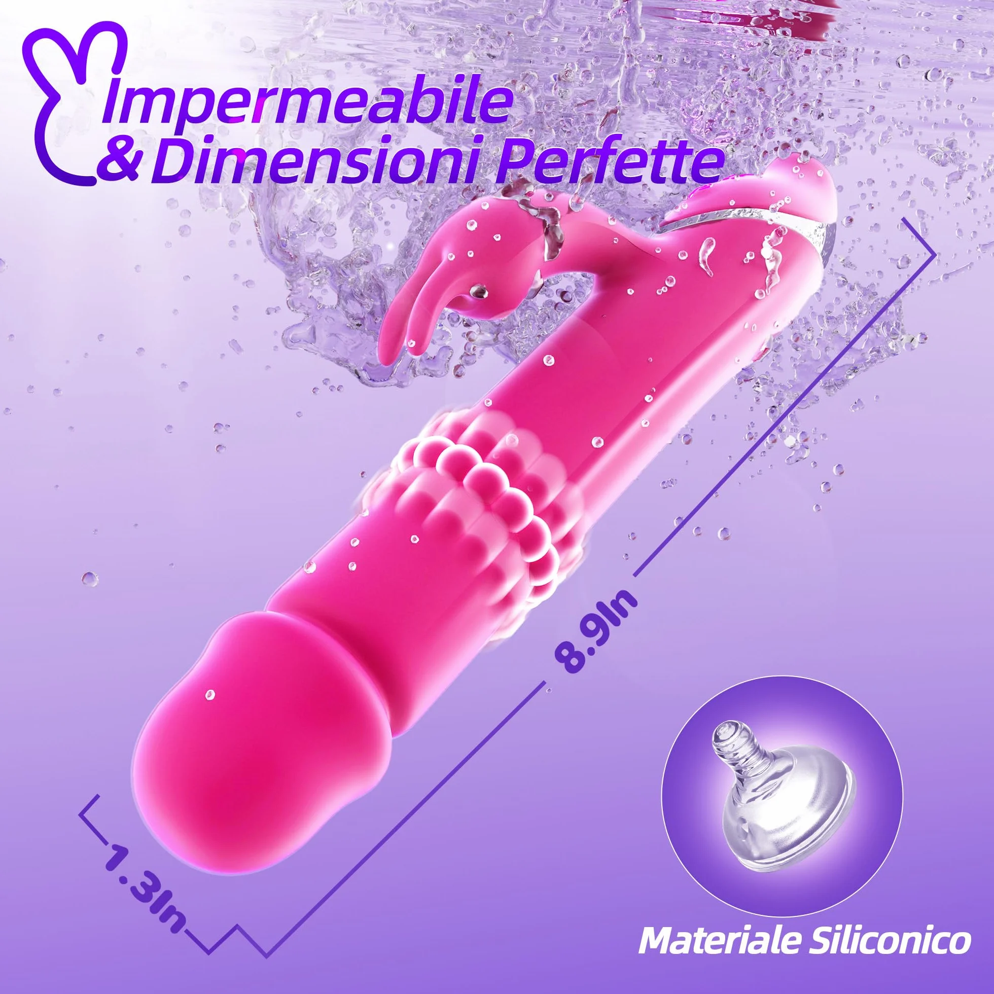 Sex Toys Dildo Vibratoreper donna, 3 In 1 Stimolatore Clitorideo Femminile Vibratori Punto G Squirting 7+7 Vibratore Rabbit Rolling Modalità, Dildo Realistico Anale Sex Toy Plug Analesex Toys Uomo