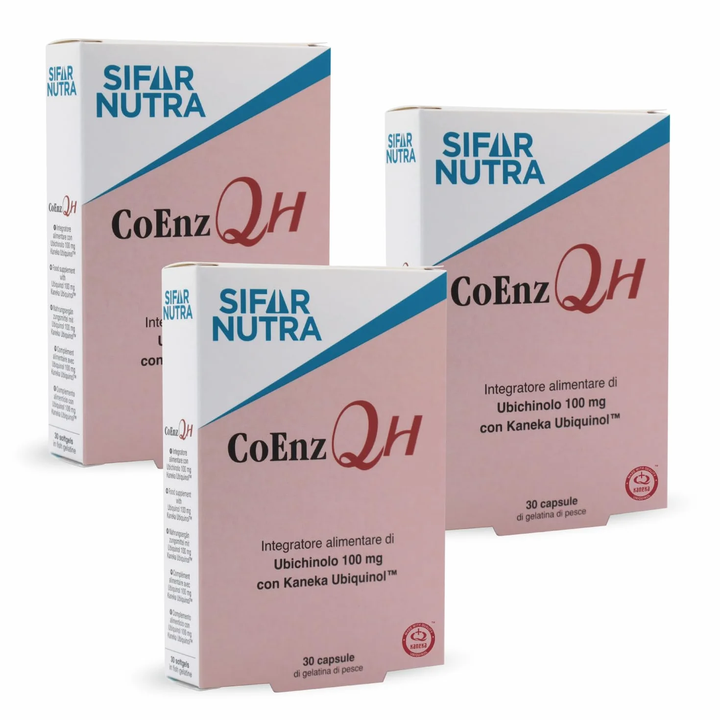Sifar Nutra CoEnz QH | Kaneka QH | forma attiva di coenzima Q10 | UBICHINOLO 100mg | antiossidante e metabolismo energetico | 90 cps (3 Confezioni)