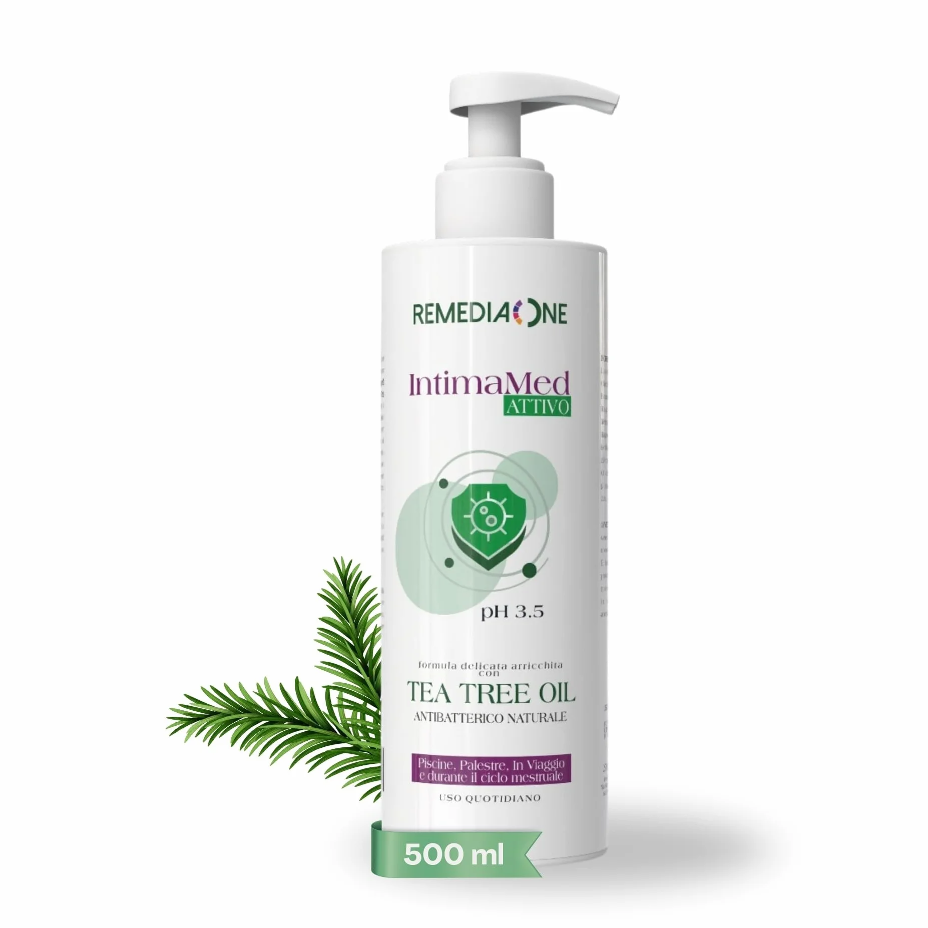 REMEDIA ONE Detergente Intimo Uomo Donna Tea Tree Oil Sapone Intimo Antibatterico Naturale pH 3.5 500 ml