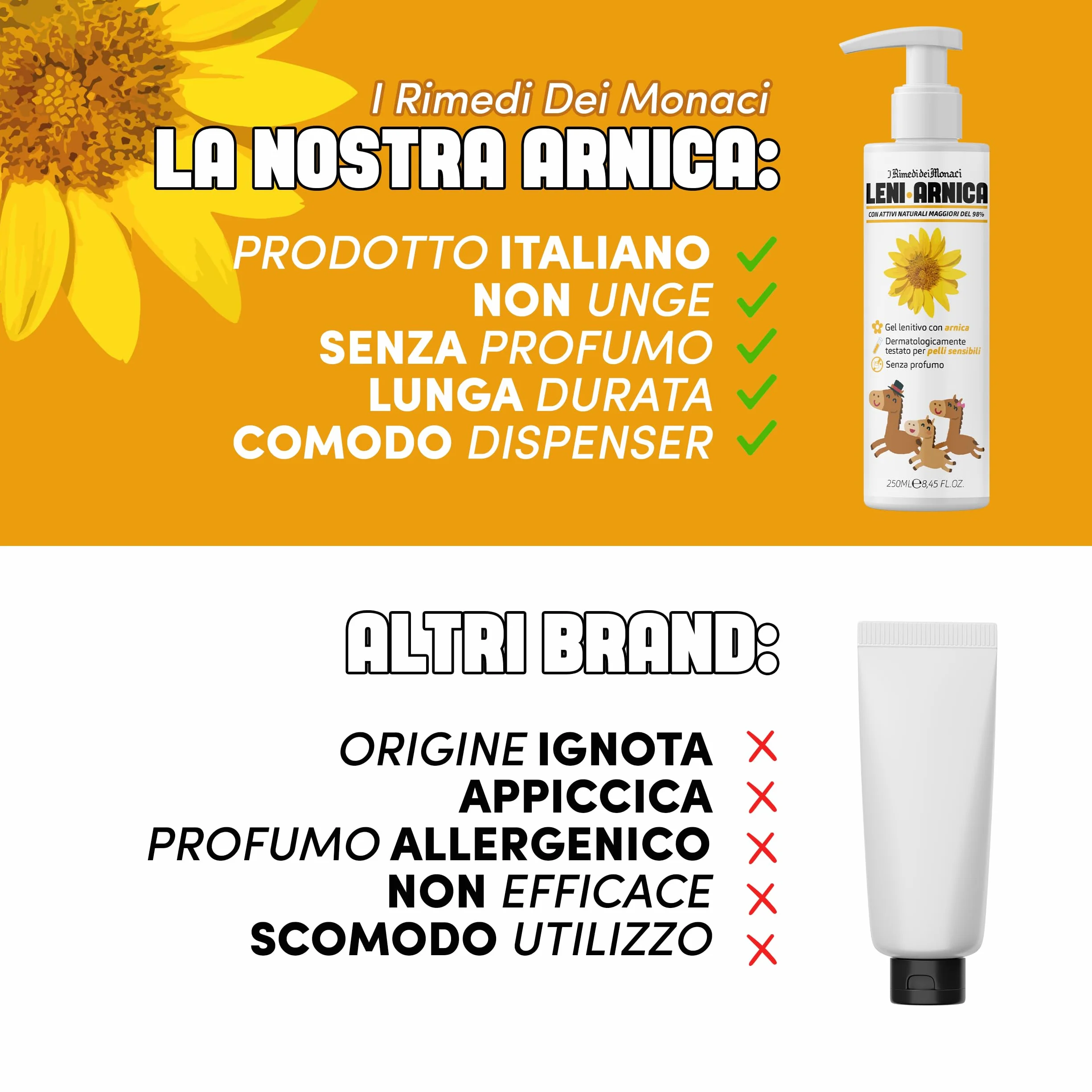 LeniArnica Gel Arnica Montana 98% Pelli Sensibili 250ml - Lenitivo Ipoallergenico Senza Profumo