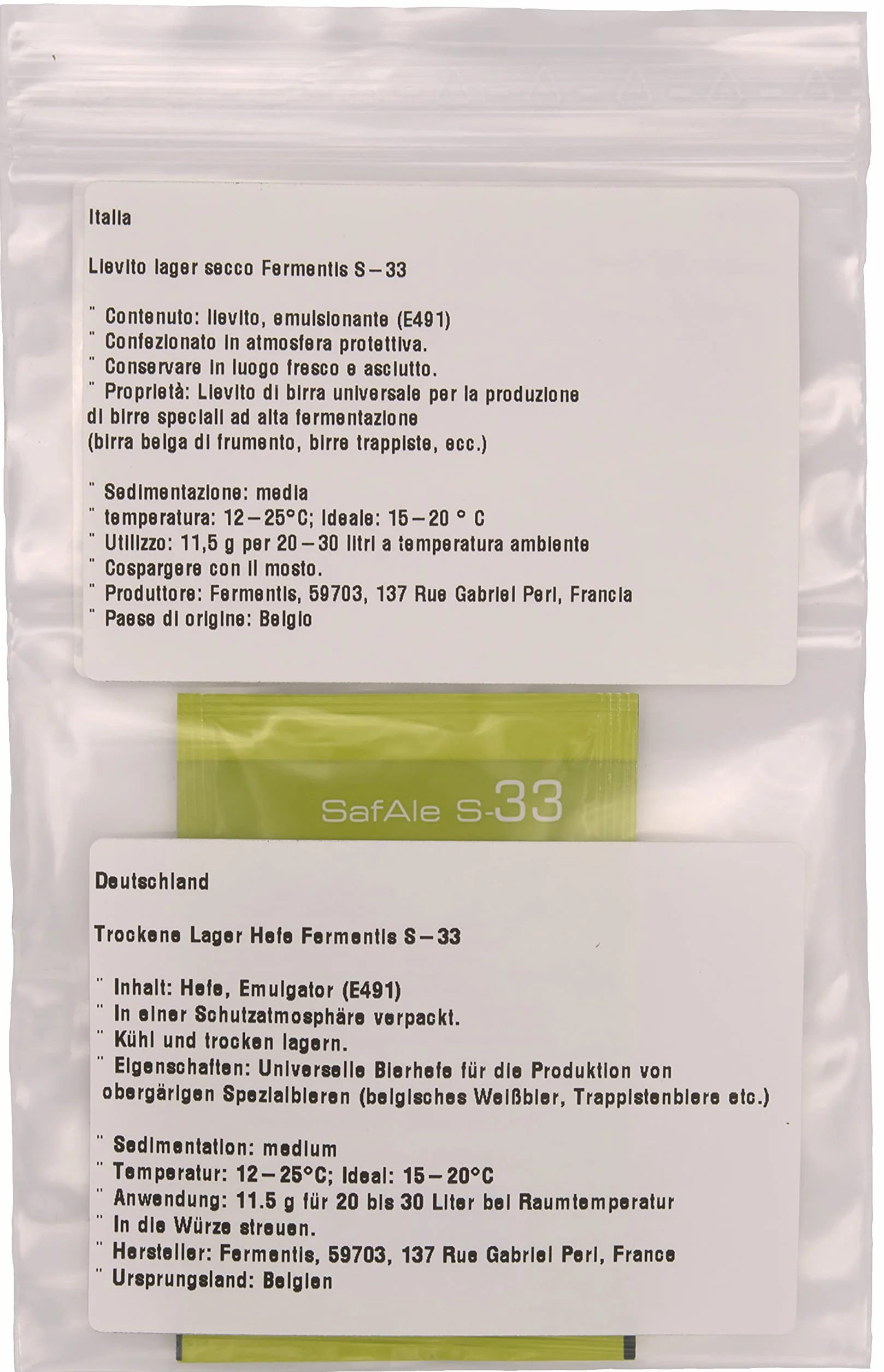 Fermentis lievito di birra US-05 W 34/70 S-33 S-23 alta fermentazione bassa fermentazione