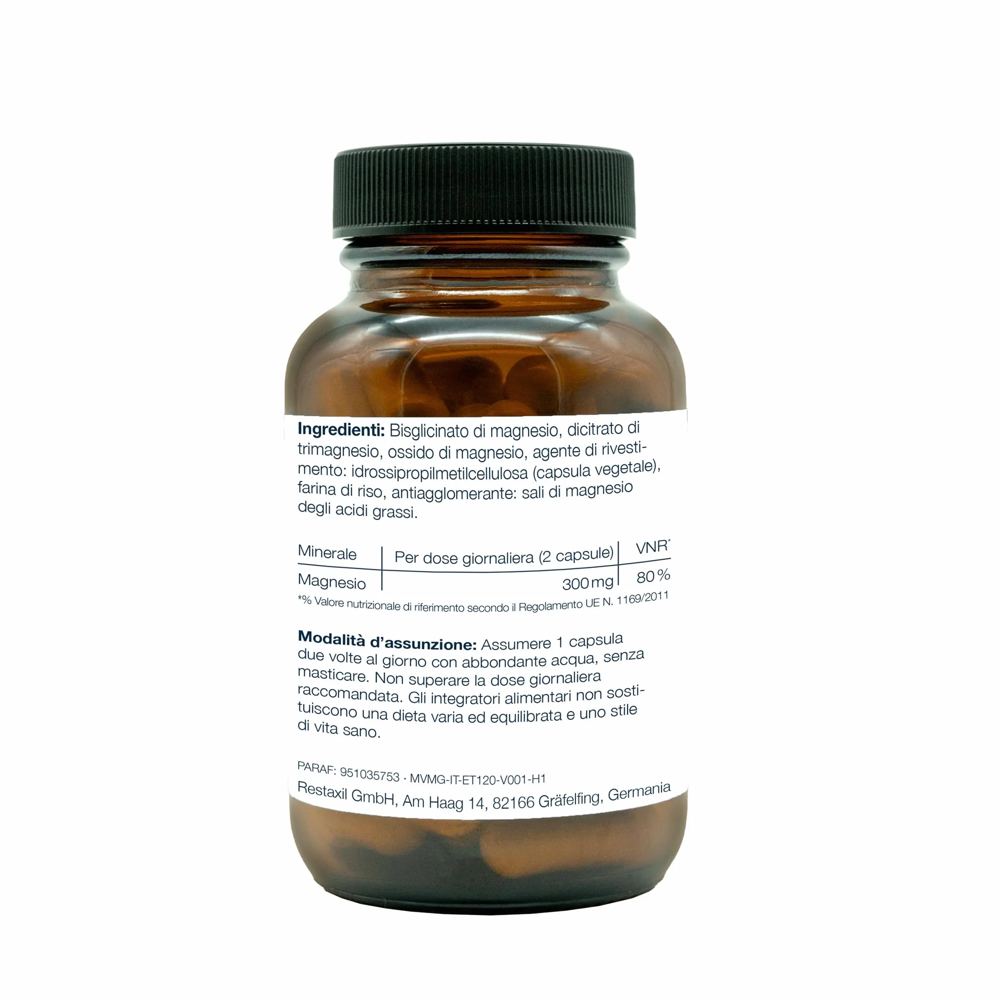 Mavosten® Magnesio [60 capsula] – complesso premium ad alto dosaggio con magnesio bisglicinato | elevata biodisponibilità | testato in laboratorio | vegano | dallo specialista del sistema nervoso