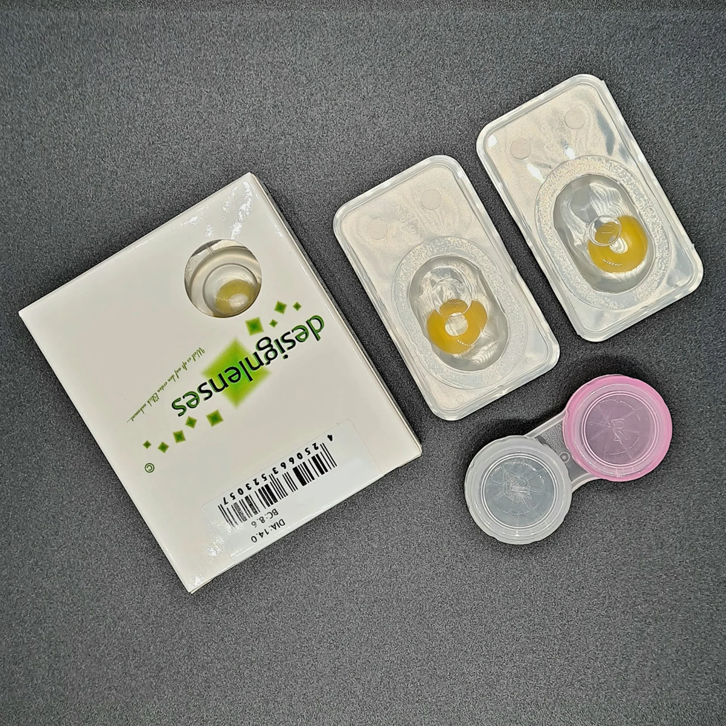 Lenti a contatto colorate gialle Halloween zombie senza gradazione 1 paio 2 pezzi + custodia Yellow Bigeye
