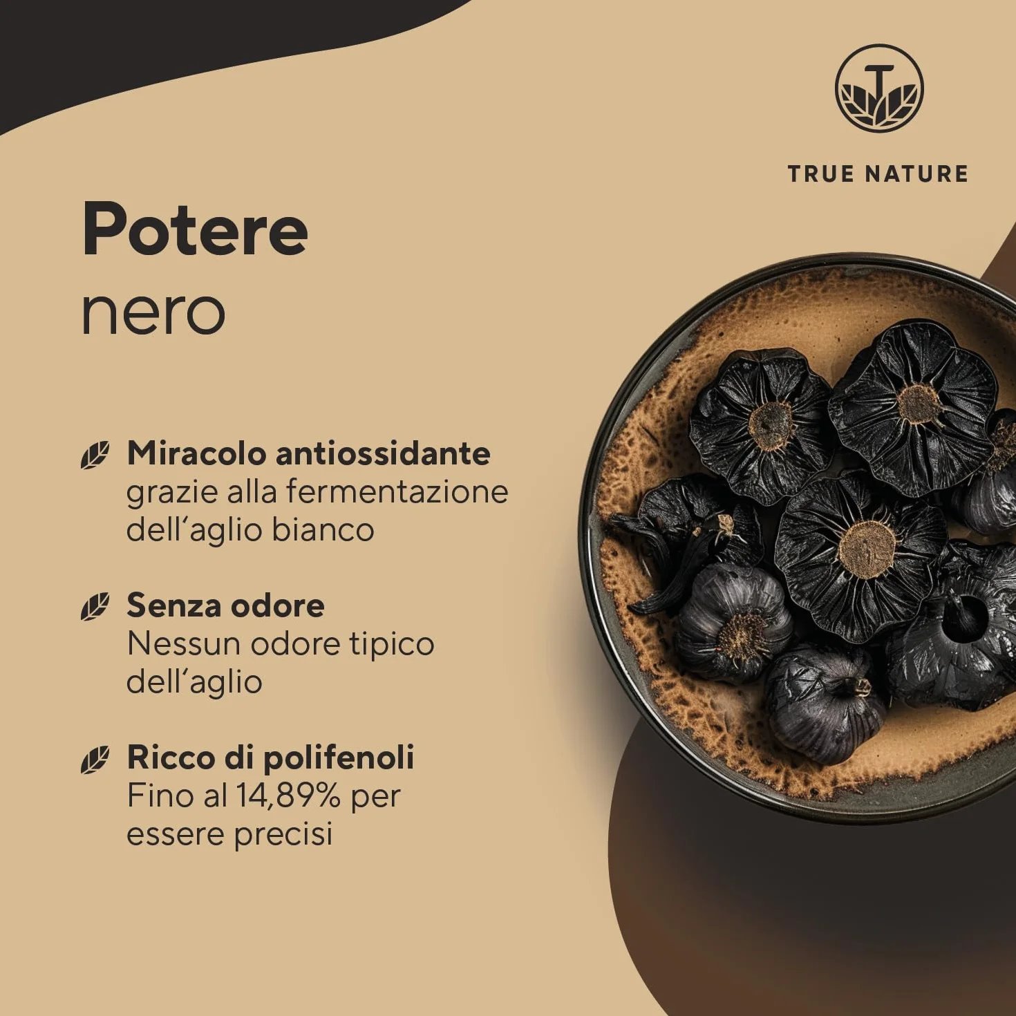 Aglio nero fermentato – 360 capsule – 22.500mg dose giornaliera (Estratto ad alto dosaggio) – Con S-allilcisteina naturale (SAC) e 14,89% di polifenoli – Aglio nero capsule – Vegano – TRUE NATURE
