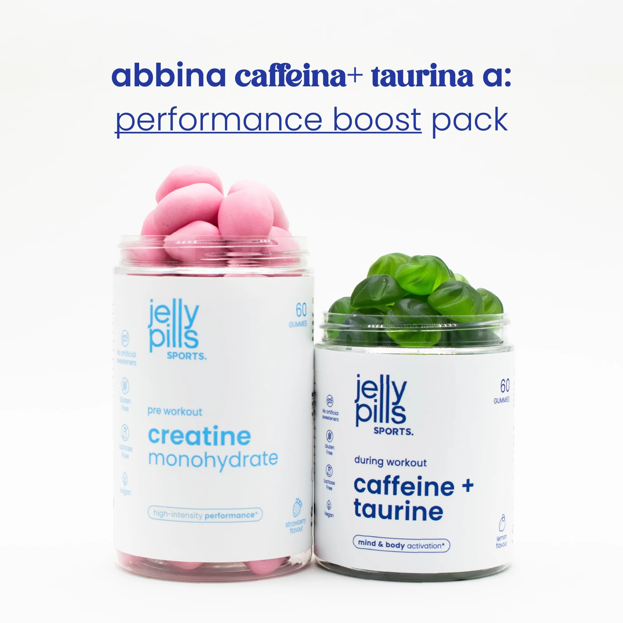 Gummies Caffeina Taurina Guaranà Energia Focus Mentale 60 Vegane Senza Zuccheri Gusto Limone Naturale Jelly Pills Sports