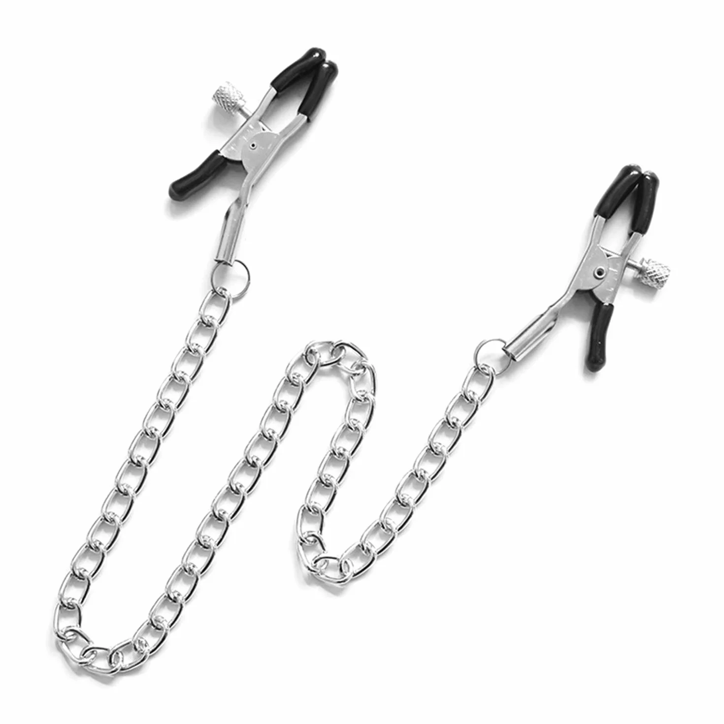 Set BDSM 3 pezzi, pinze per labbra con cinghie di espansione, pinze per capezzoli con catena di ferro, clip vaginali regolabili