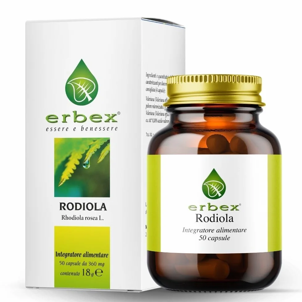 Erbex Integratore Naturale alla Rhodiola Rosea 50 Capsule - Azione Tonico Adattogena per Stanchezza Fisica e Mentale - Rodiola Forte e Naturale - Compresse Energetiche per il Benessere