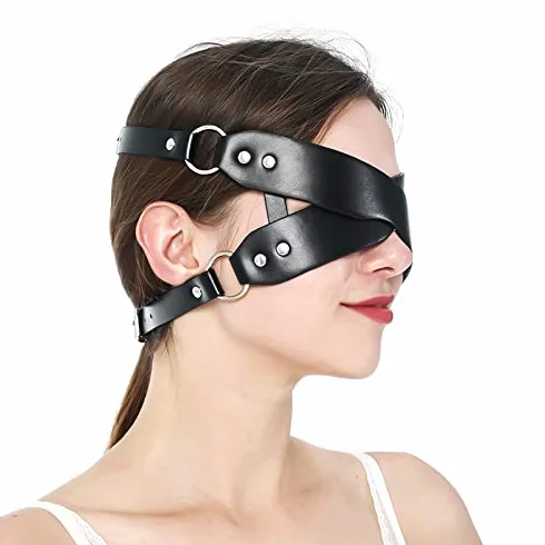 Sex Maschera BDSM w Pelle Black Blind Fold Sex Toys dla Par Extreme Fetish Bondage