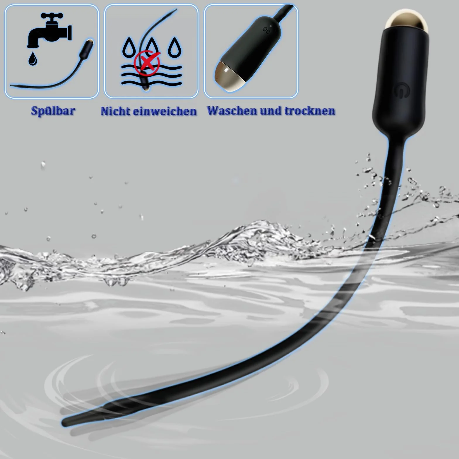 Vibratore Uretrale Silicone 10 Modalità di Vibrazione Dilatatore Uretrale Massaggio Prostatico Plug Uomo