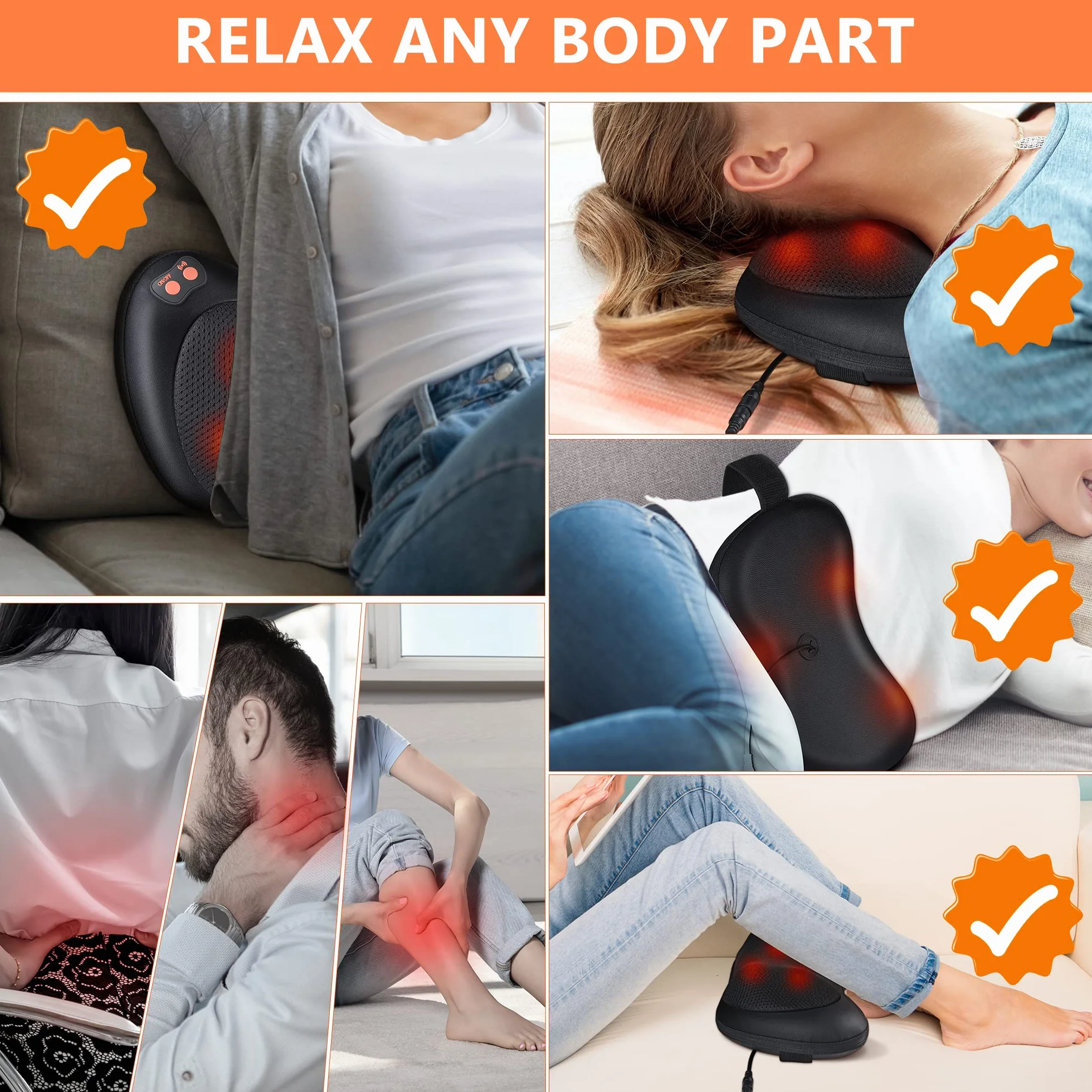 Cuscini per Massaggi Elettrici Cuscino Massaggiante Shiatsu per 3 Velocita con Cambio di Direzione e 4 Nodi di Massaggio per Collo dei Rilassarsi Muscolare Adatto a Casa Ufficio Come Regalo