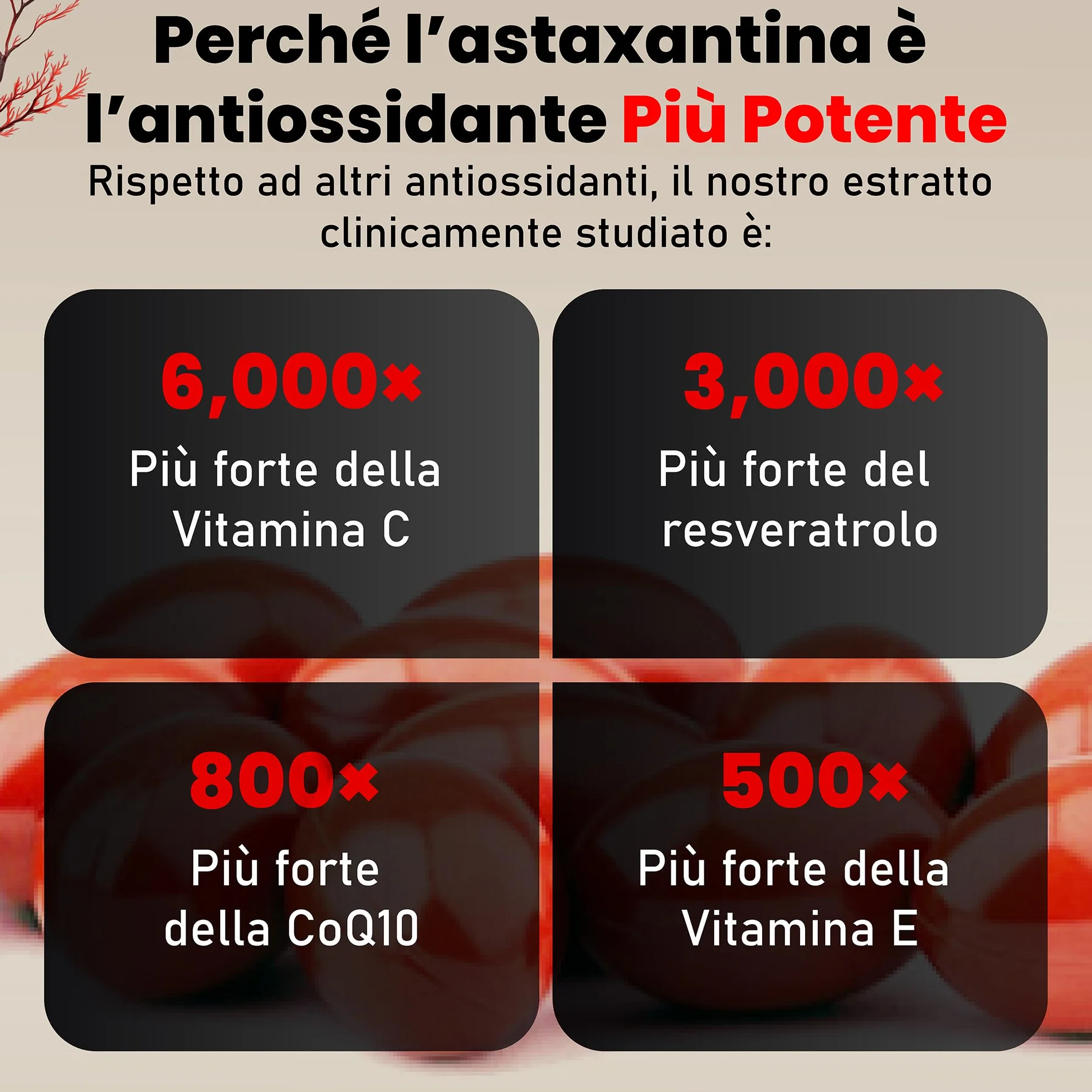 Super Astaxantina Biologica 16mg Polvere Olio d'Oliva Italiano Bio Vegan Certificati Bio UE/USDA