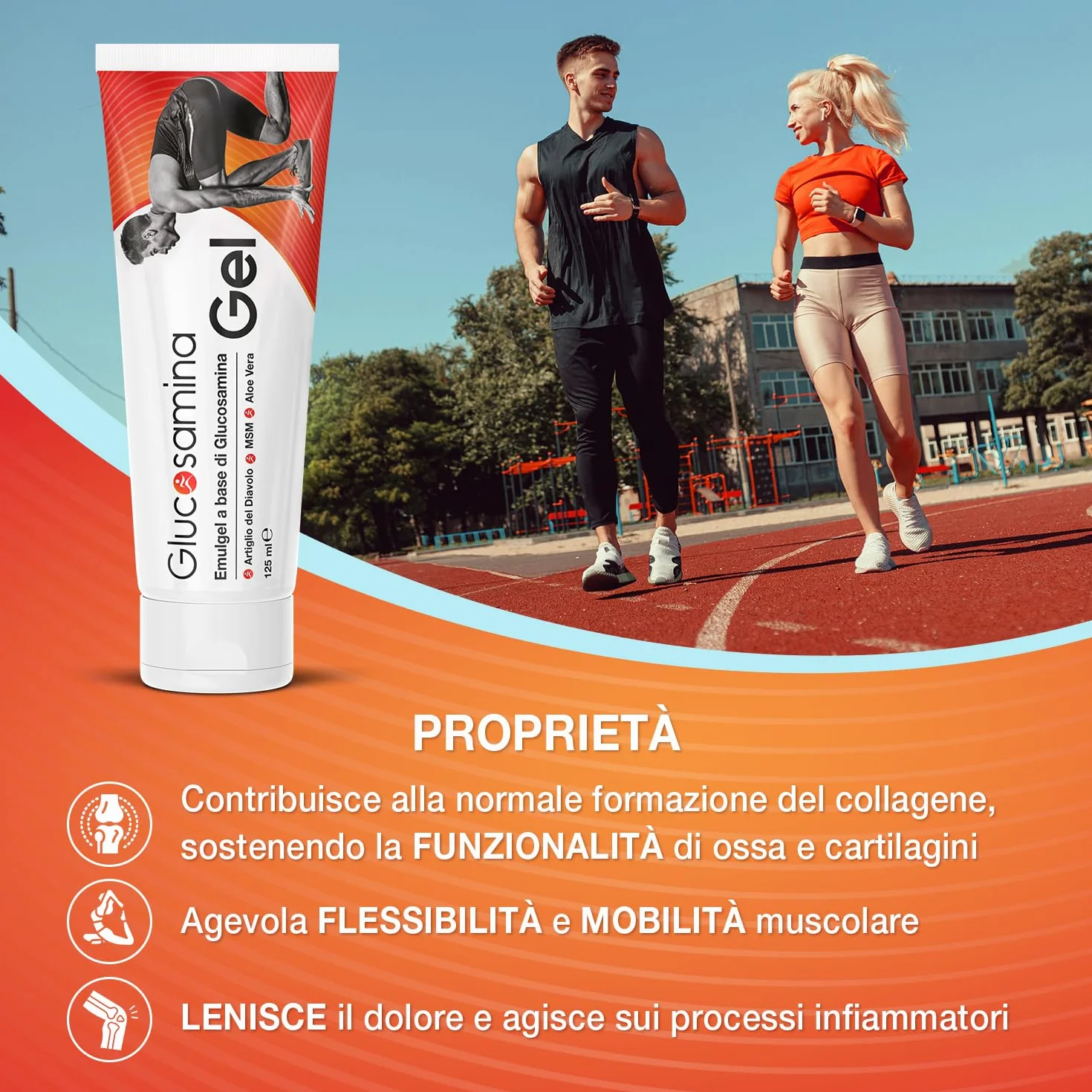 Glucosamina Gel, 125 ml con Artiglio del diavolo, non unge, assorbimento rapido