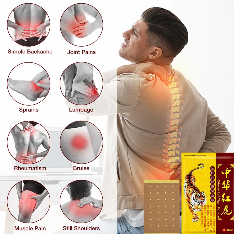 Cerotti Cinesi a Infrarossi, 120 PCS Cerotti Antidolorifici, Cerotto Antidolorifico della Tigre per Alleviare il Ddolore al Collo della Spalla per il Dolore alle delle Gambe in Vita Patch