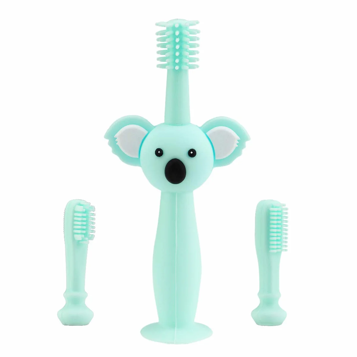 Vicloon Spazzolini da Denti per Bambini, Baby Spazzolino Massaggiagengive da Denti, 360° Silicone Morbido con Design Carino Koala, Dentizione Cure Orali per Bambini da 0 a 3 Anni (3 Pezzi), Verde