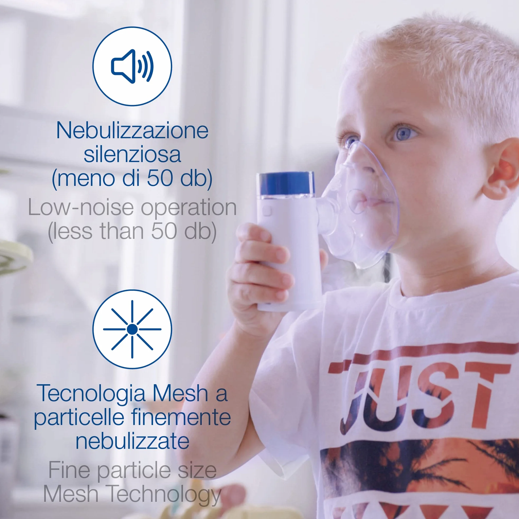 FARMAMED Nebulizzatore Mesh Silenzioso Portatile per Bambini e Adulti con Batteria Ricaricabile USB