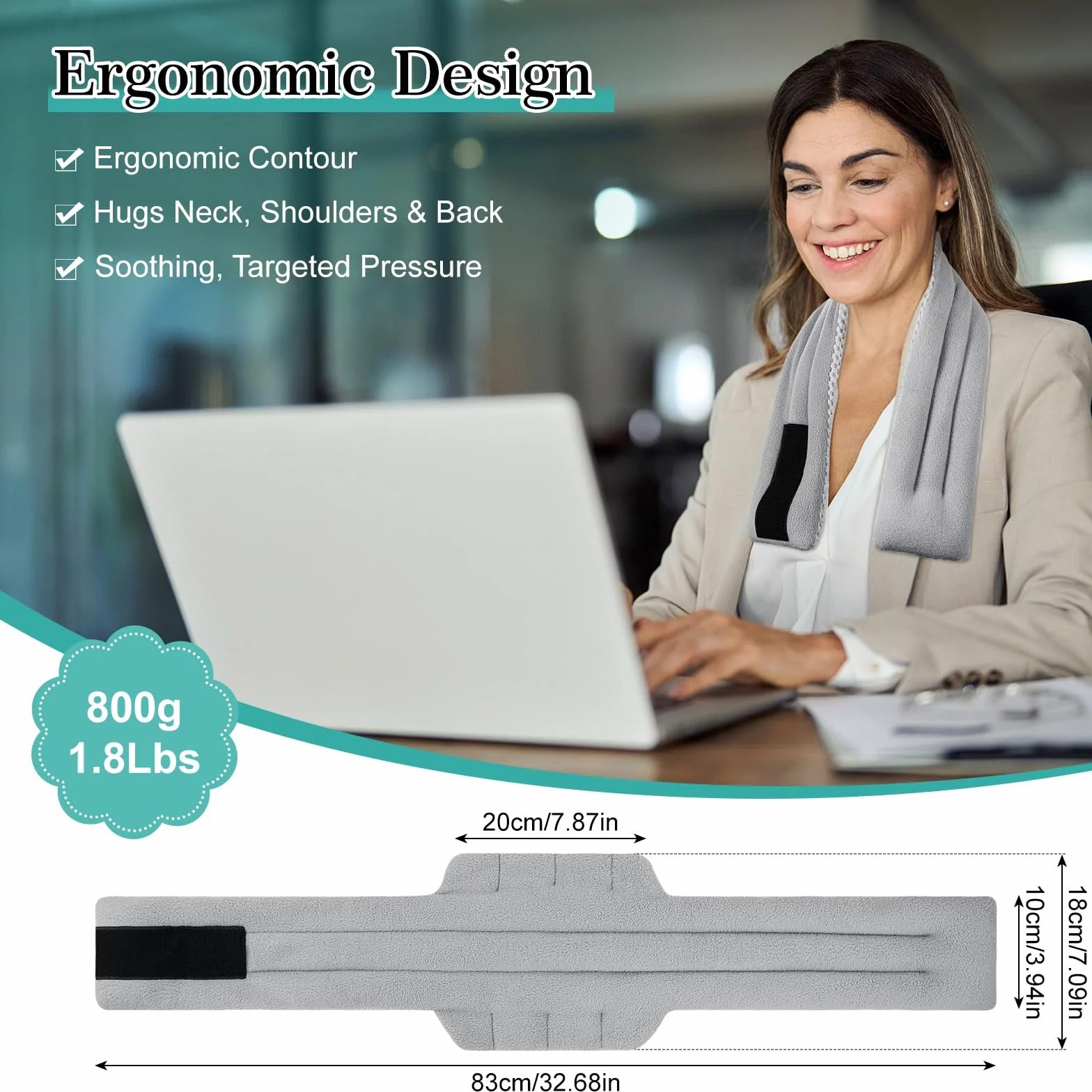 83x20cm Cuscino Riscaldante Microonde ai Semi di Lino, Cintura Riscaldante per Collo, Schiena e Addominali, Custodia in Cotone Puro, Ideale per Dolori Muscolari e Cervicale