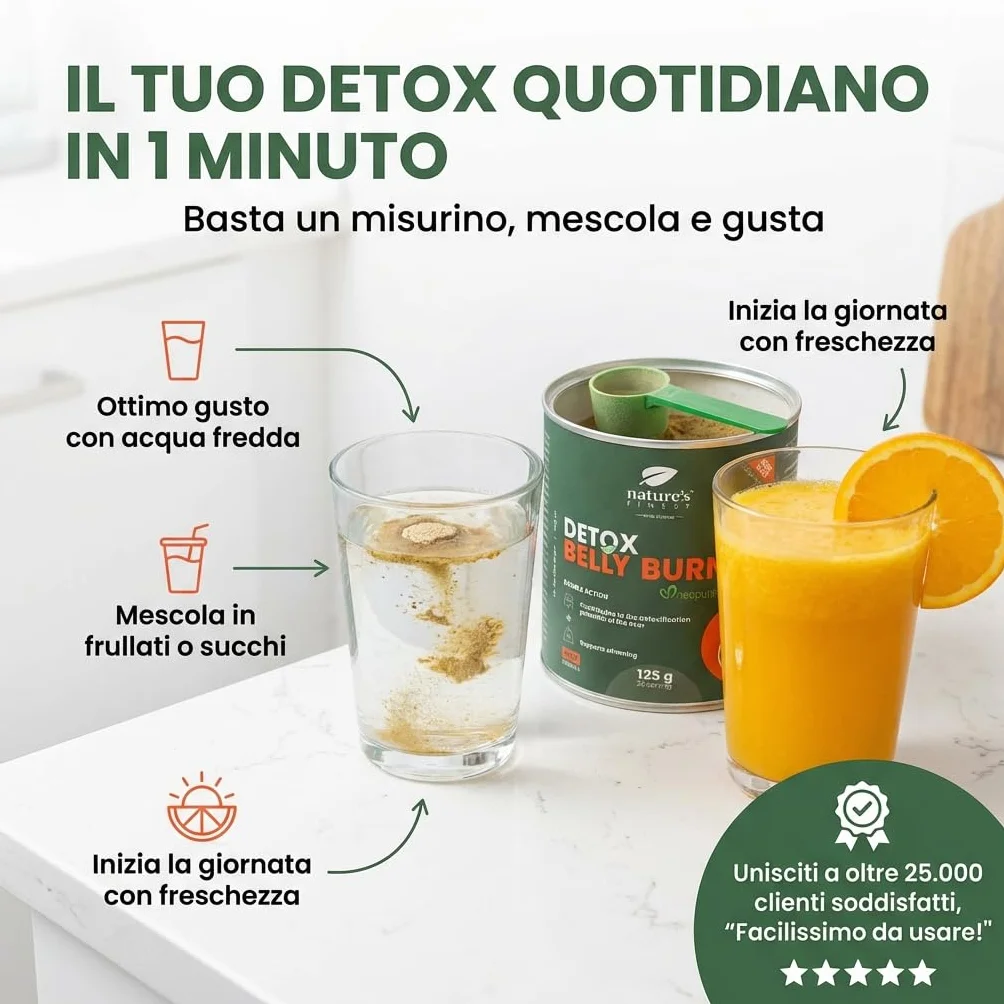 Nature’s Finest Detox Belly Burn Integratore Detox in Polvere 125 g