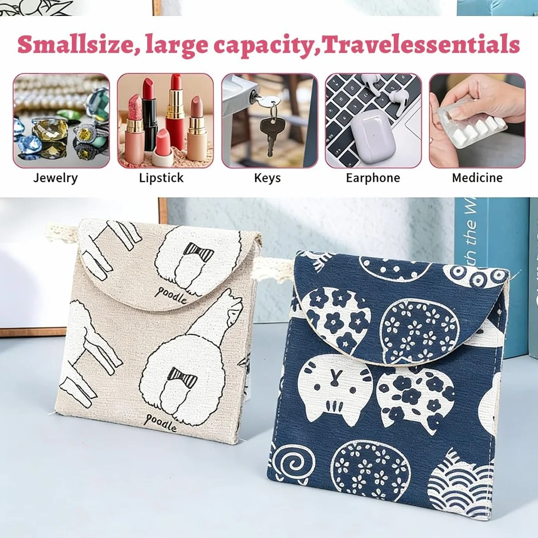Porta Assorbenti da Borsa Impermeabile, Contenitori per Assorbenti Igienici, Bustina Portatutto Donna Mini Pochette