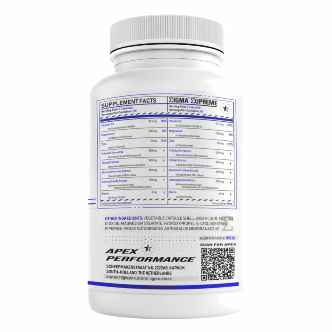 Sigma™ - Supreme Testosterone Booster - 240 Capsule - Protocollo da 2 a 4 Mesi - Turkesterone Europe®