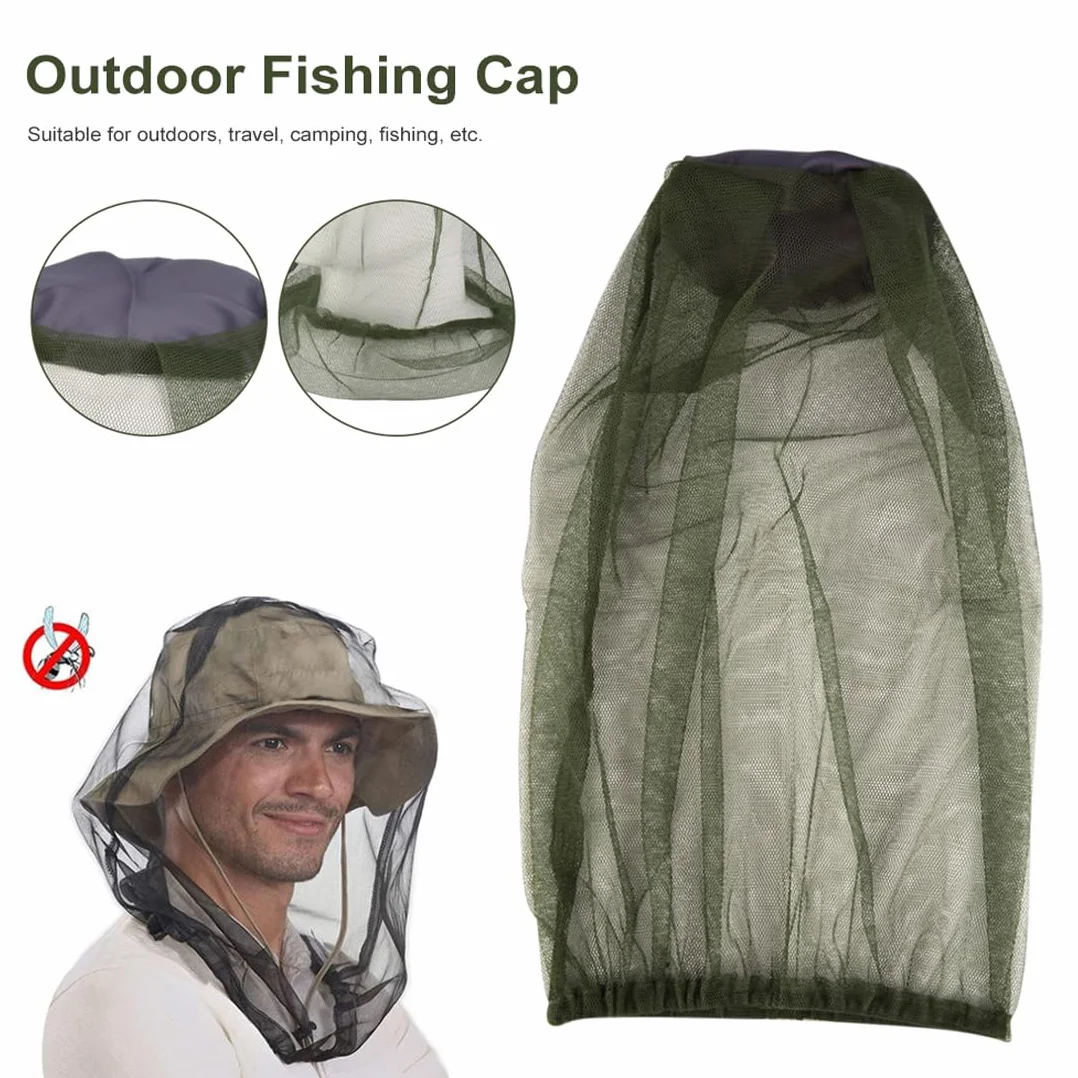 Cappello con Retina Antizanzare Apicoltura Maschera per Insetti Pesca all'Aperto Nero Verde