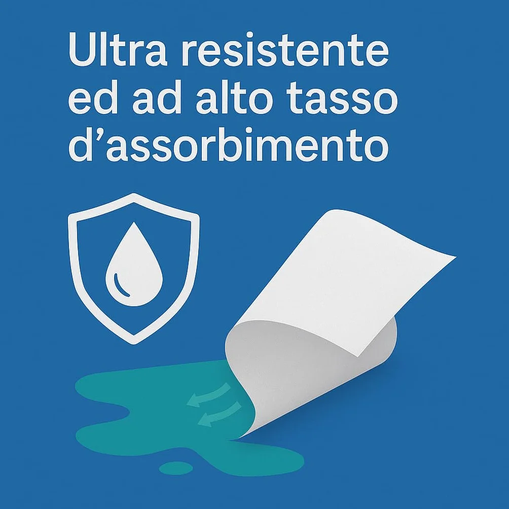 Rocard® – Maxi Carta – 8 Rotoloni Asciugatutto, Super Assorbenti, 2 Veli Pura Cellulosa con Microgoffratura, Fino a 6400 Strappi – Ideale per Uso Alimentare, Domestico e Professionale