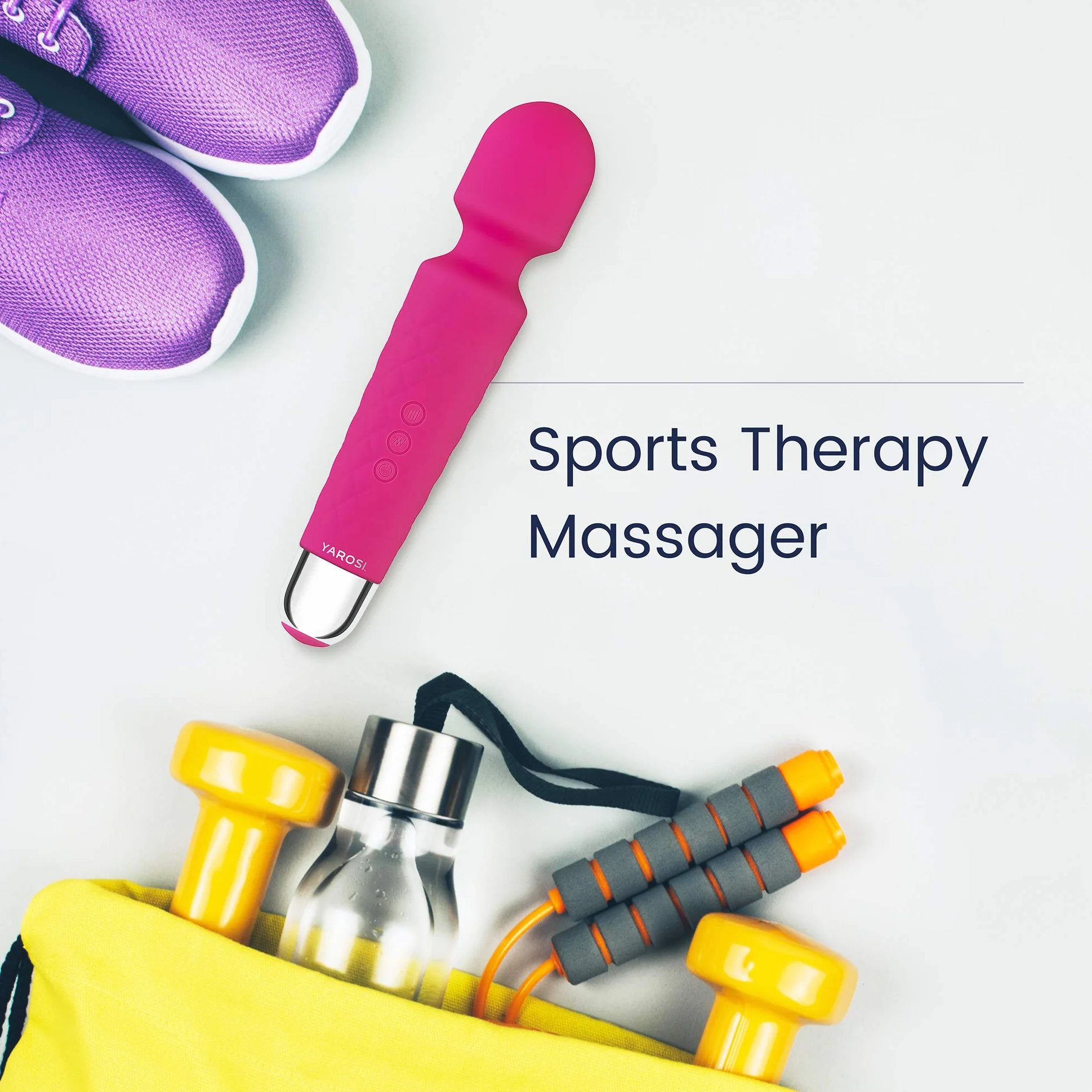 Yarosi Cordless Massager della bacchetta da - Strongest terapeutico Vibrante Potenza - meglio votati per il regalo Viaggi - Magic stress di distanza - Perfetto per dolori muscolari - USB - Mini - Rosa