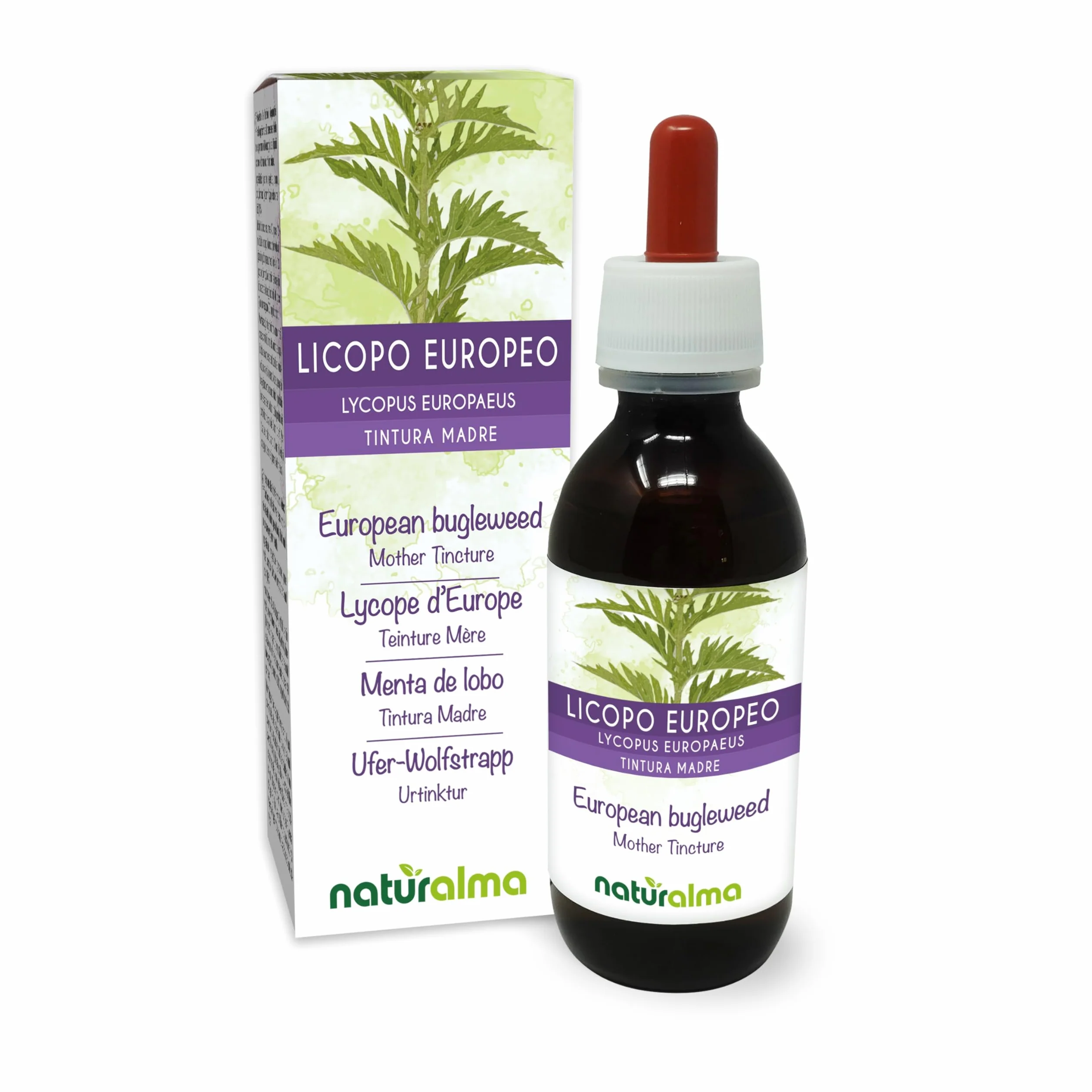 Naturalma Licopo europeo Piede di lupo Tintura Madre analcoolica Estratto liquido gocce 120 ml Integratore alimentare Vegano