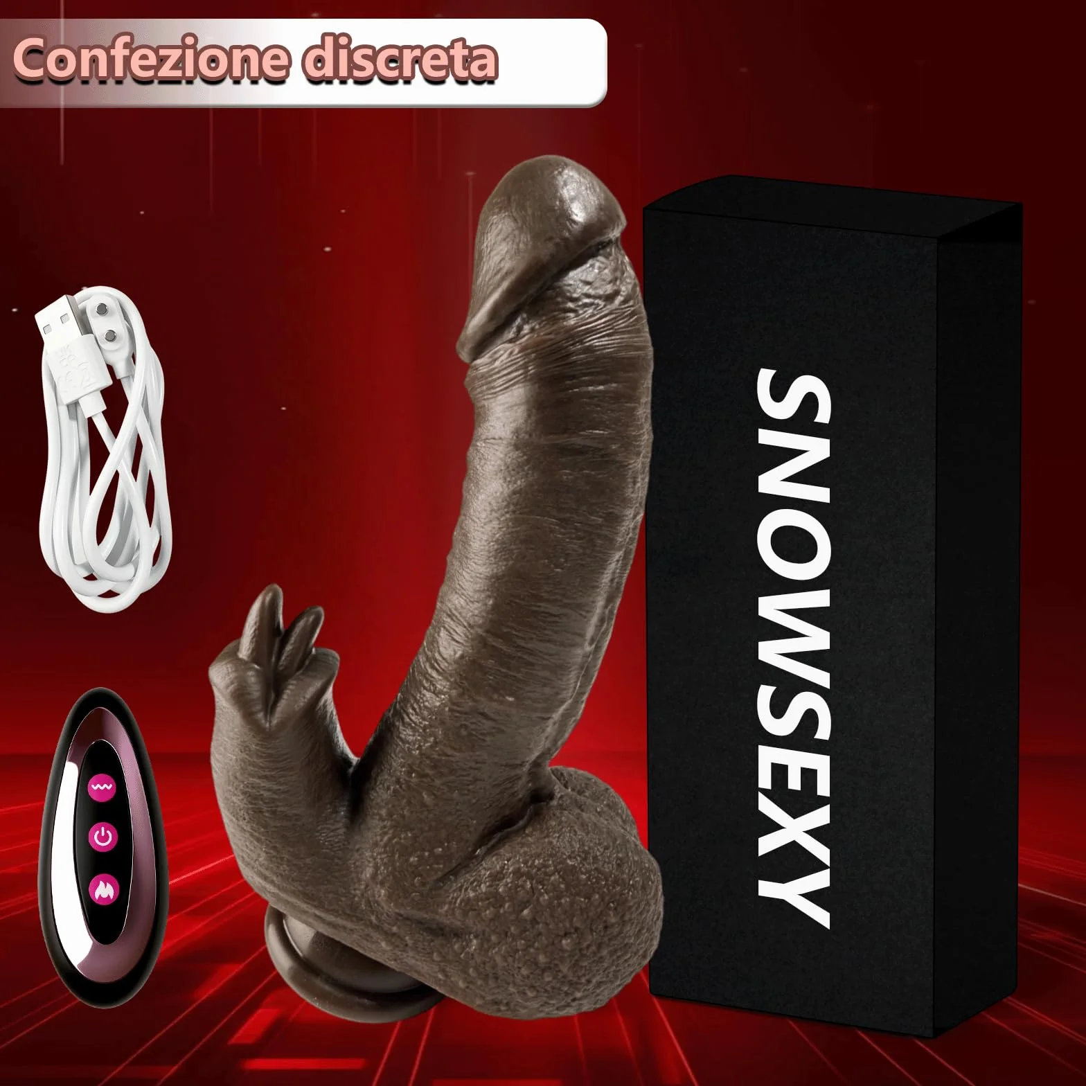 Dildo Anale Vibratoreper Stimolatore Clitoride Vibratore Anale Stimolatore Clitoride Femminile Sexytoysys Dildos Realistico Vibrante 9 Vibrazione 3 Spinta Riscaldamento, Nero
