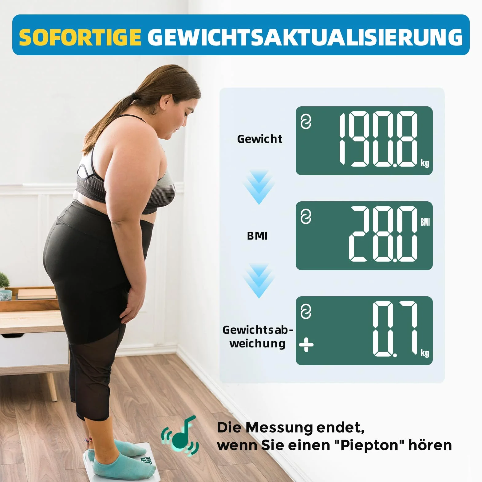 Lepulse Bilancia Pesapersone Digitale Vetro Temperato 33x30cm 250kg Bluetooth BMI