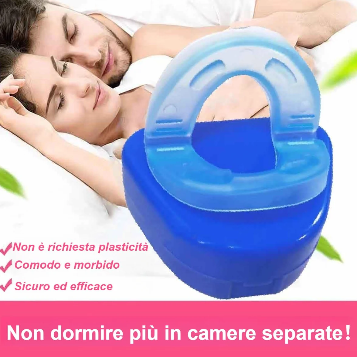 Rinovax Bite Antirussamento-Dispositivo Antirussamento Rinovax - Supporto per un Sonno Sereno,Aiuta a Ridurre il Russare,Migliorare la respirazione e il comfort,Facile Da Pulire (1PCS)