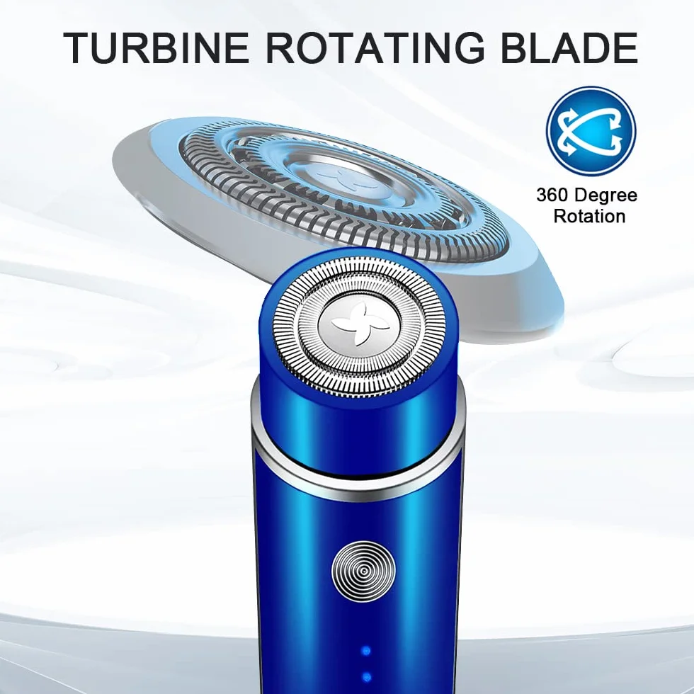 SUPRUS Rasoio elettrico da donna, ricaricabile tramite USB, per viso, barba, baffi, braccia, gambe, ascelle, bikini, indicatore LED della batteria, senza fili (blu)