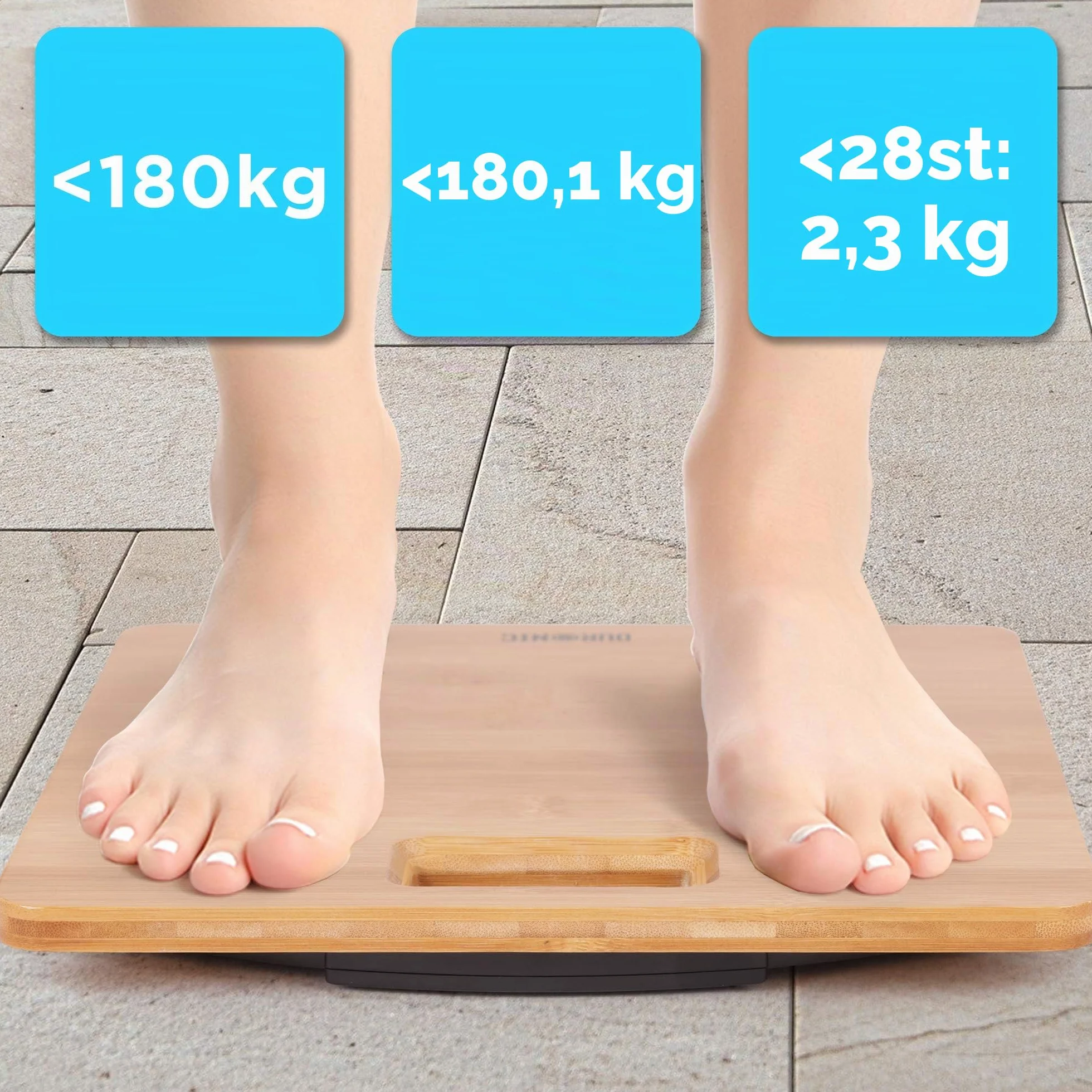 Duronic BS503 Bilancia pesapersone digitale 180 kg | Grande schermo LCD | Sensori ad alta precisione per misurazione precisa | Bilancia corporea automatica fine in bambù ecologico per monitorare il