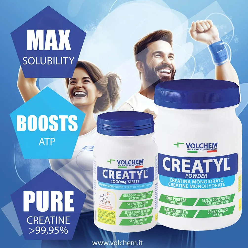 Volchem Creatyl, Integratore Alimentare con Creatina Monoidrato di Grado Farmaceutico, 100% Purezza, Senza Grassi, Conservanti e Zuccheri (300 g)