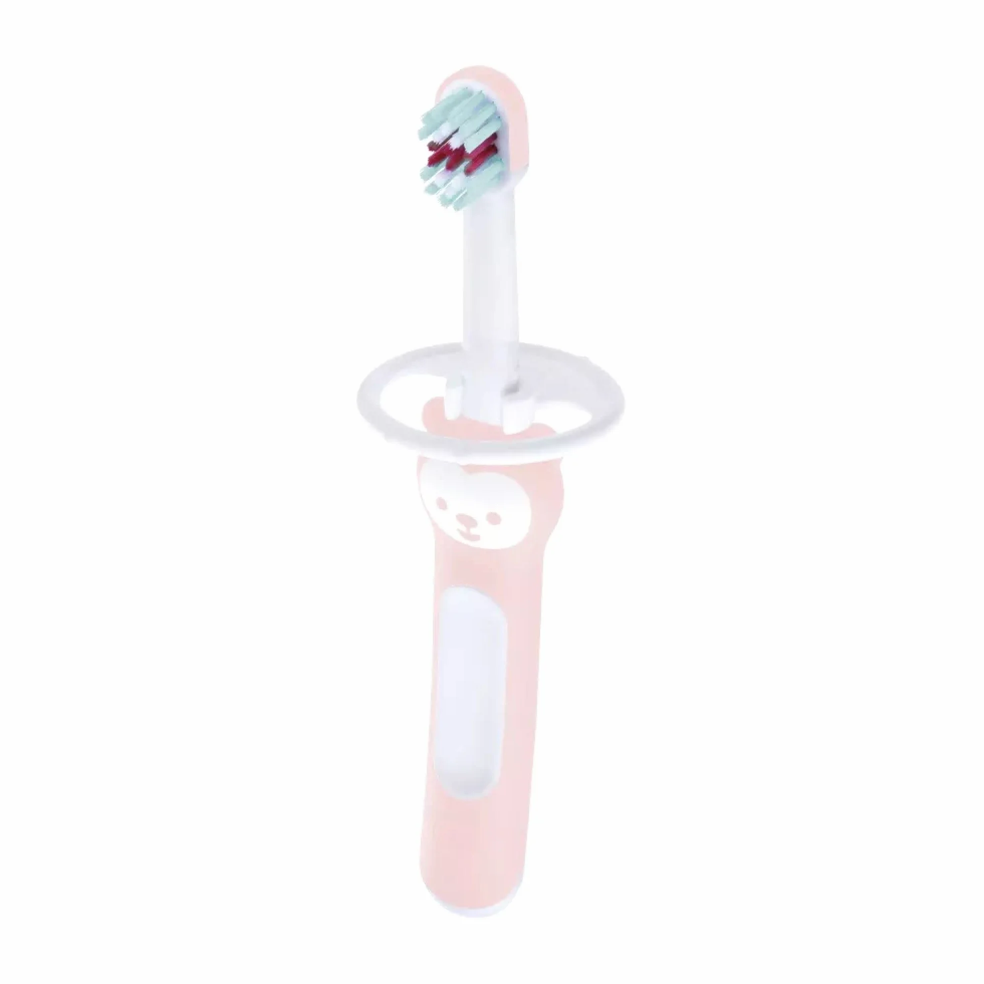 MAM, Il mio primo spazzolino da denti per bambini, facile da tenere in mano, per imparare a lavare i denti da solo, con scudo di protezione, a partire dai 6 mesi, colori casuali