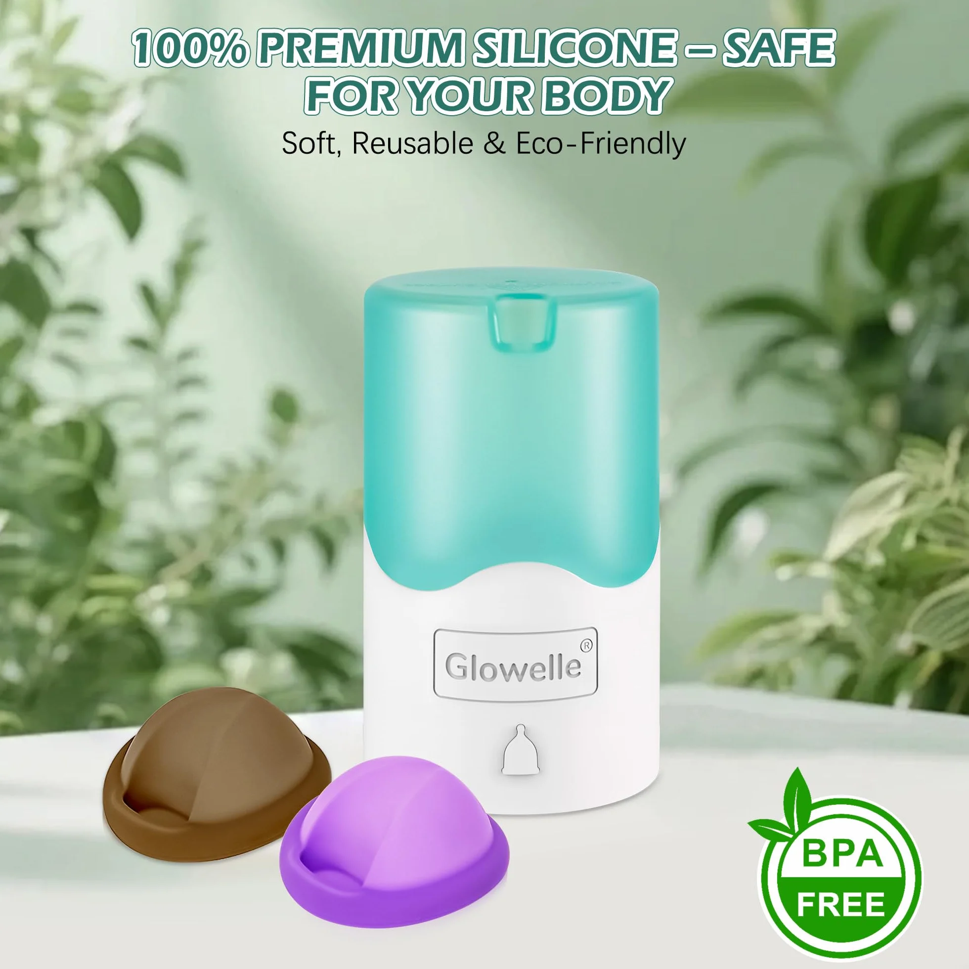 GLOWELLE Set Disco Menstruale e Sterilizzatore, Mini Pulitore a Vapore per Disco/Coppa con 2 Dischi Menstruali Riutilizzabili Morbidi, Alternativa a Tampone, Salvaslip e Coppa per Donne